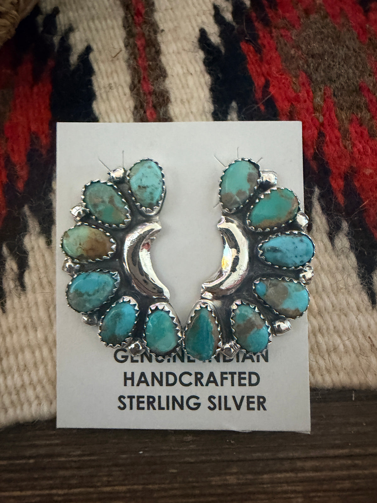 Handcrafted Turquoise & Sterling Silver Cluster Post Earrings