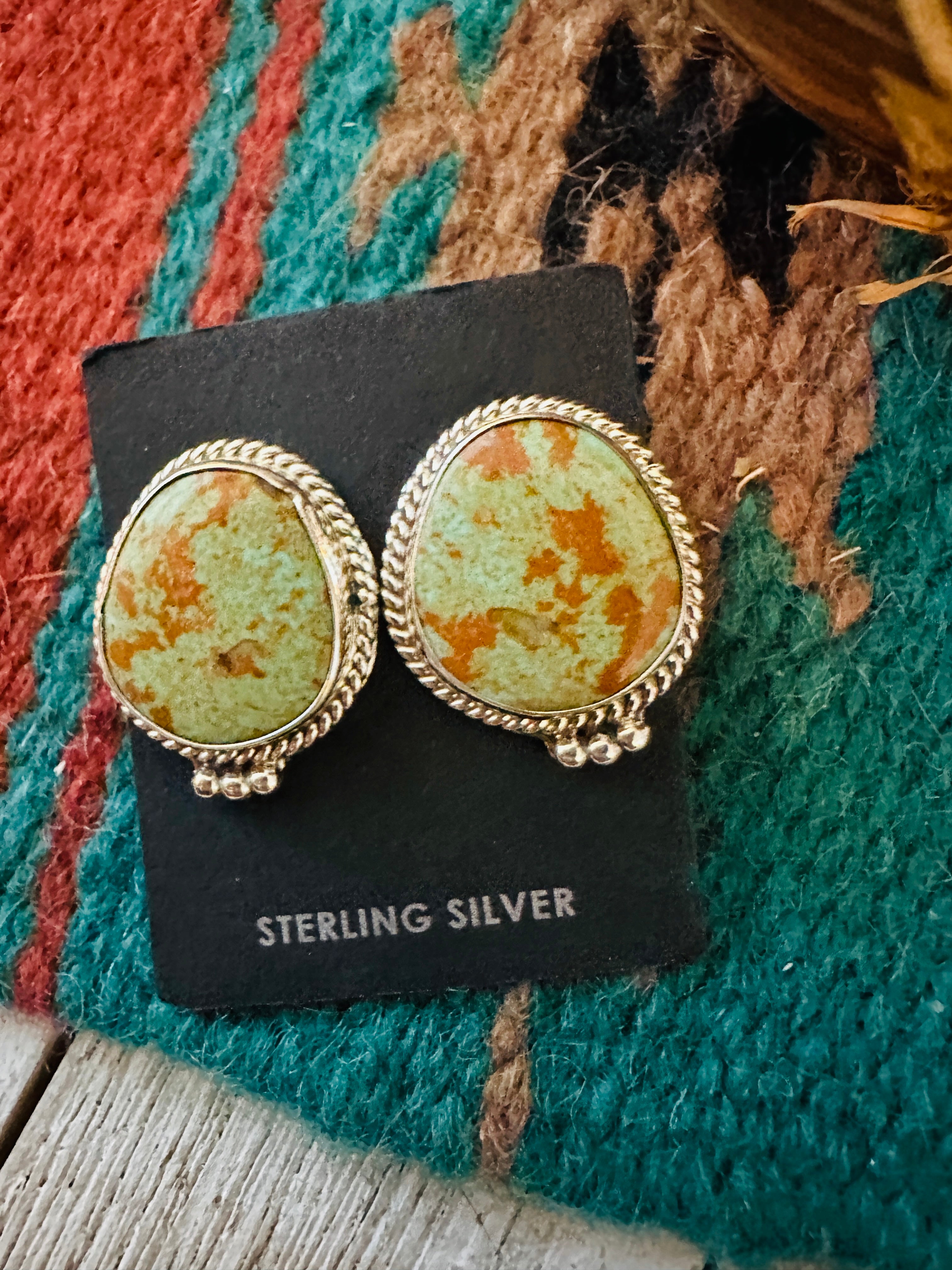 Navajo Turquoise & Sterling Silver Post Earrings