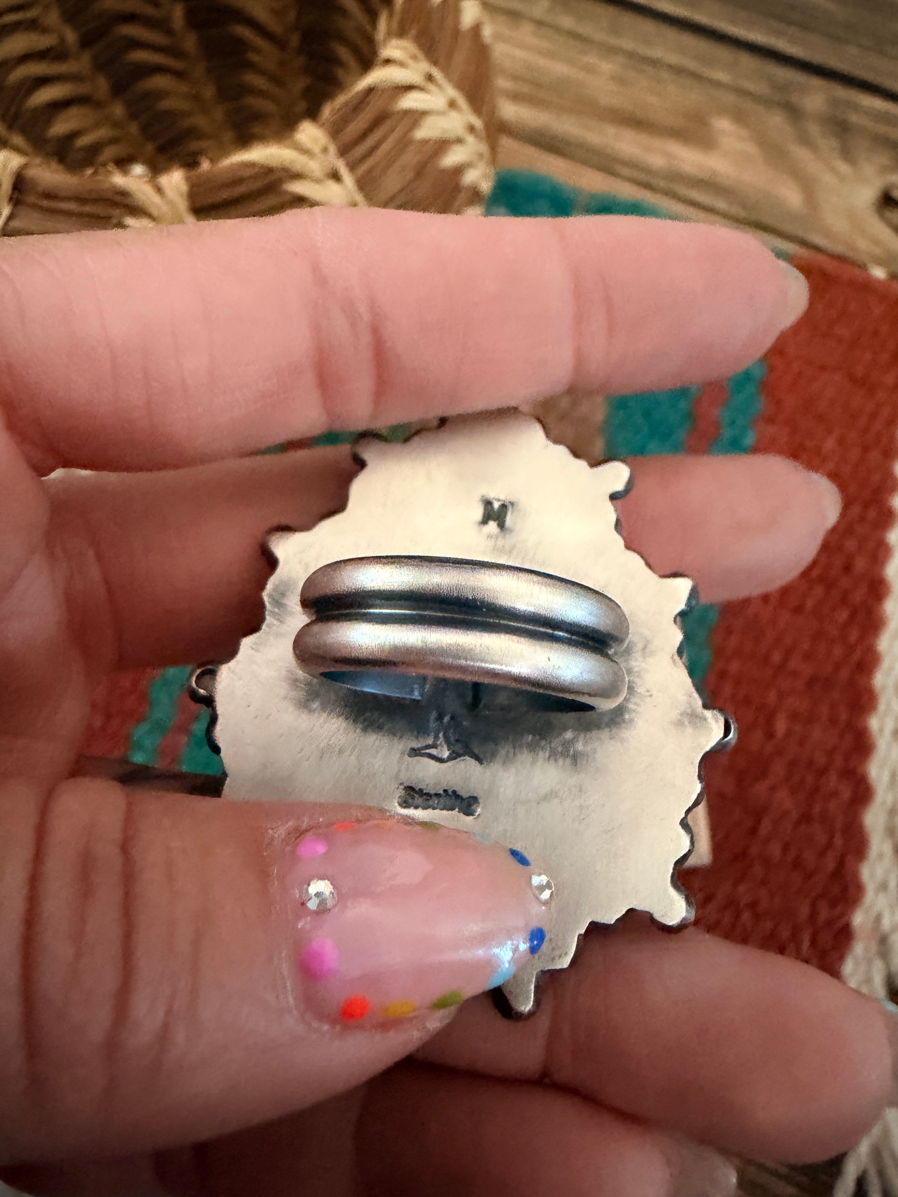 Handcrafted Black Onyx & Sterling Silver Ring Size 6.25
