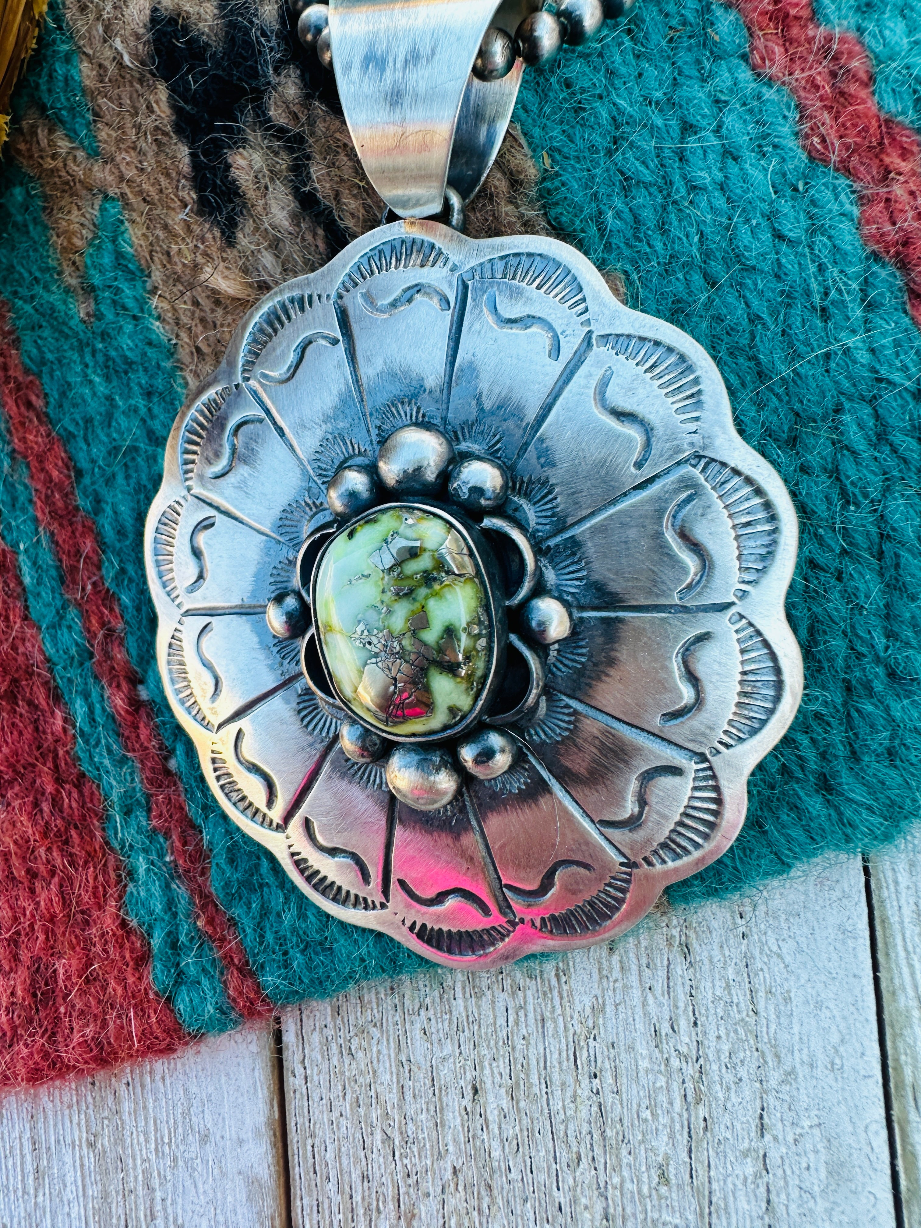 Handcrafted Sterling Silver & Sonoran Mountain Turquoise Pendant by Chimney Butte
