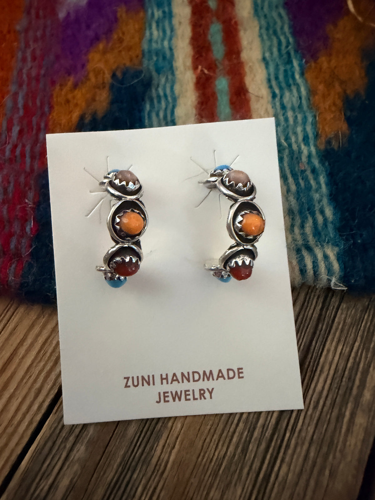 Handcrafted Sterling Silver & Multi Stone Snake Eye Hoop Earrings