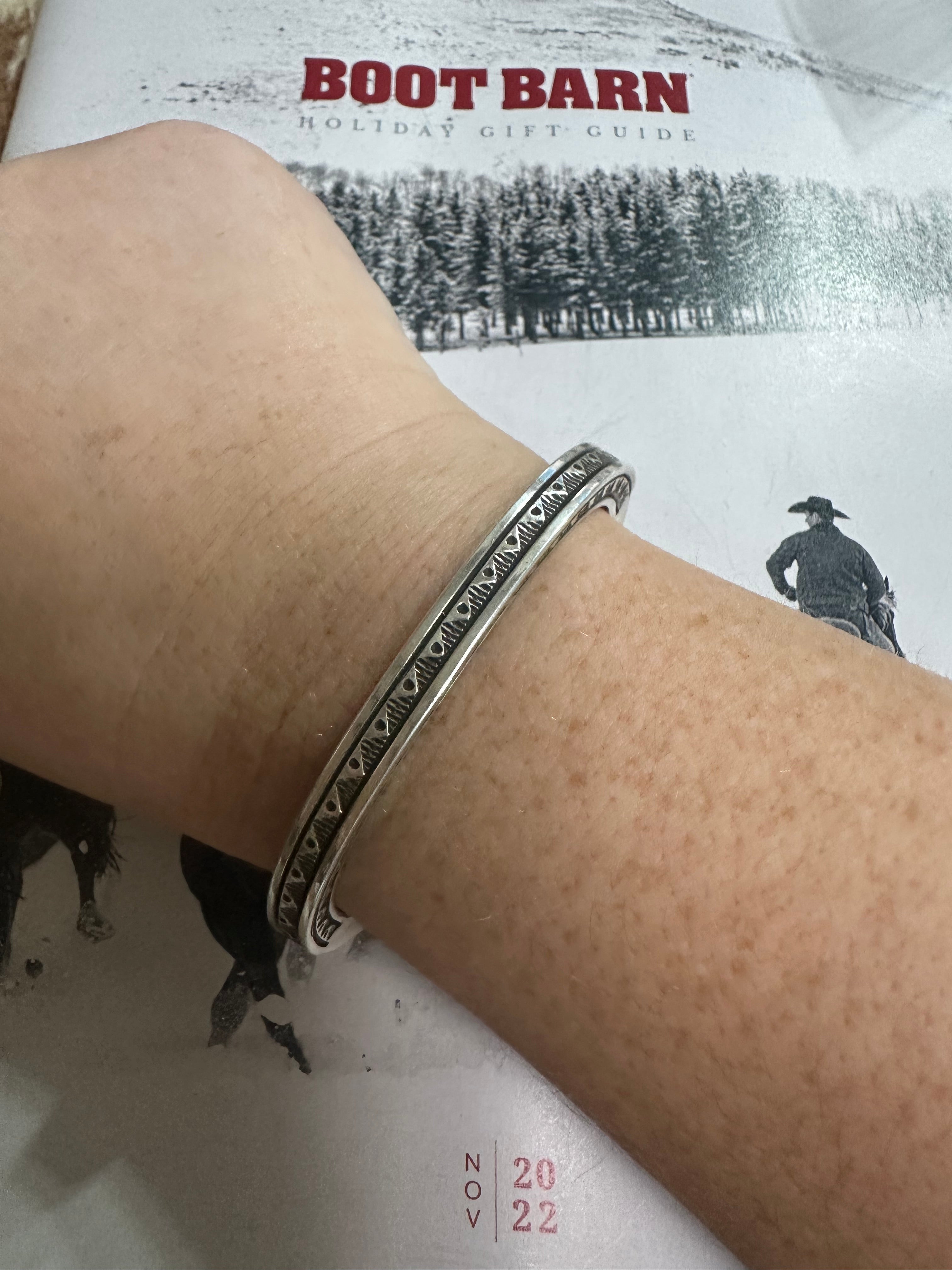 Beautiful Handcrafted Hand Stamped Bracelet Cuff Signed Landon Secatero