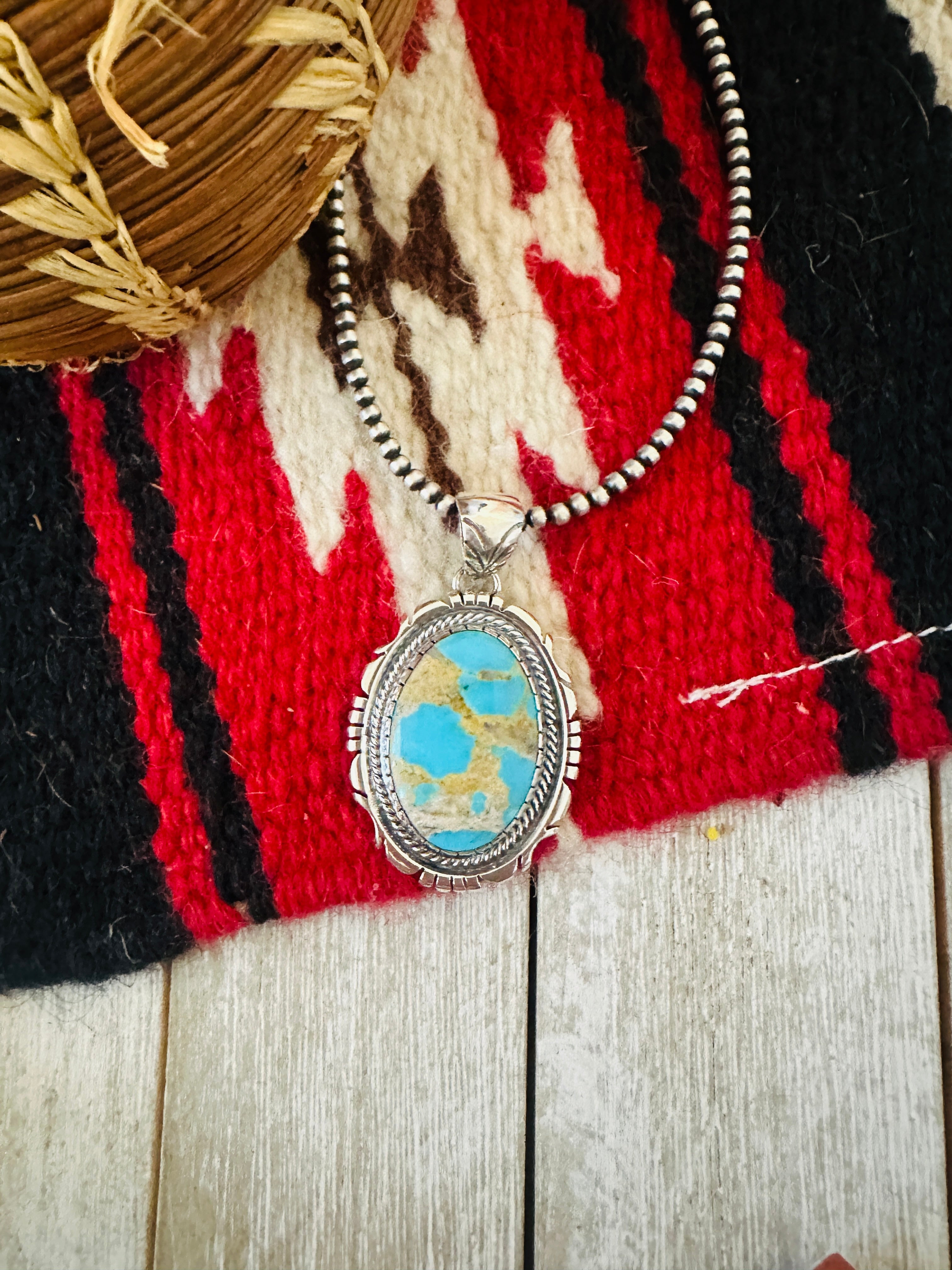 Handcrafted Sterling Silver & Turquoise Pendant by Jimmy Lee