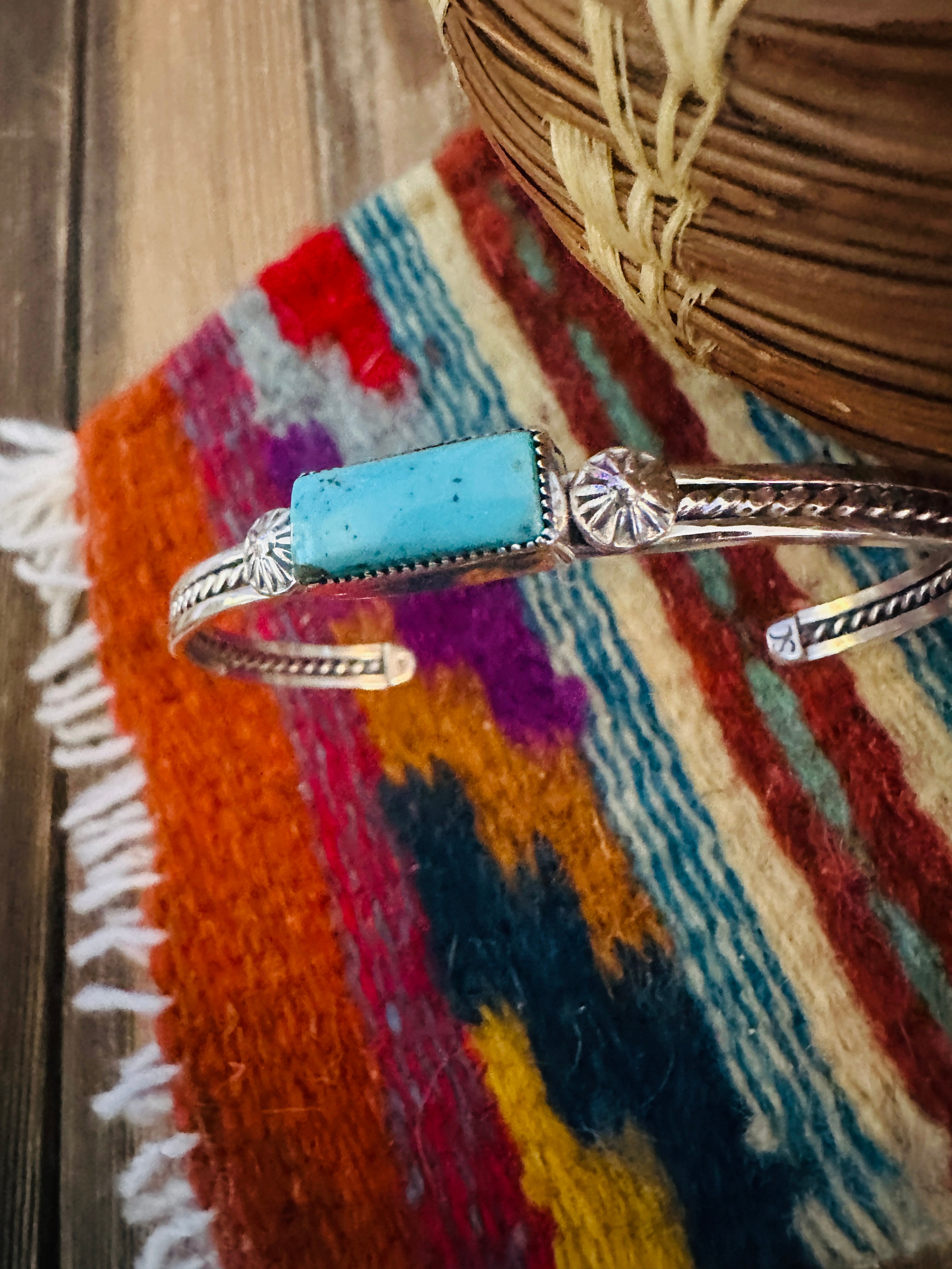 Handcrafted Turquoise & Sterling Silver Stacker Cuff Bracelet