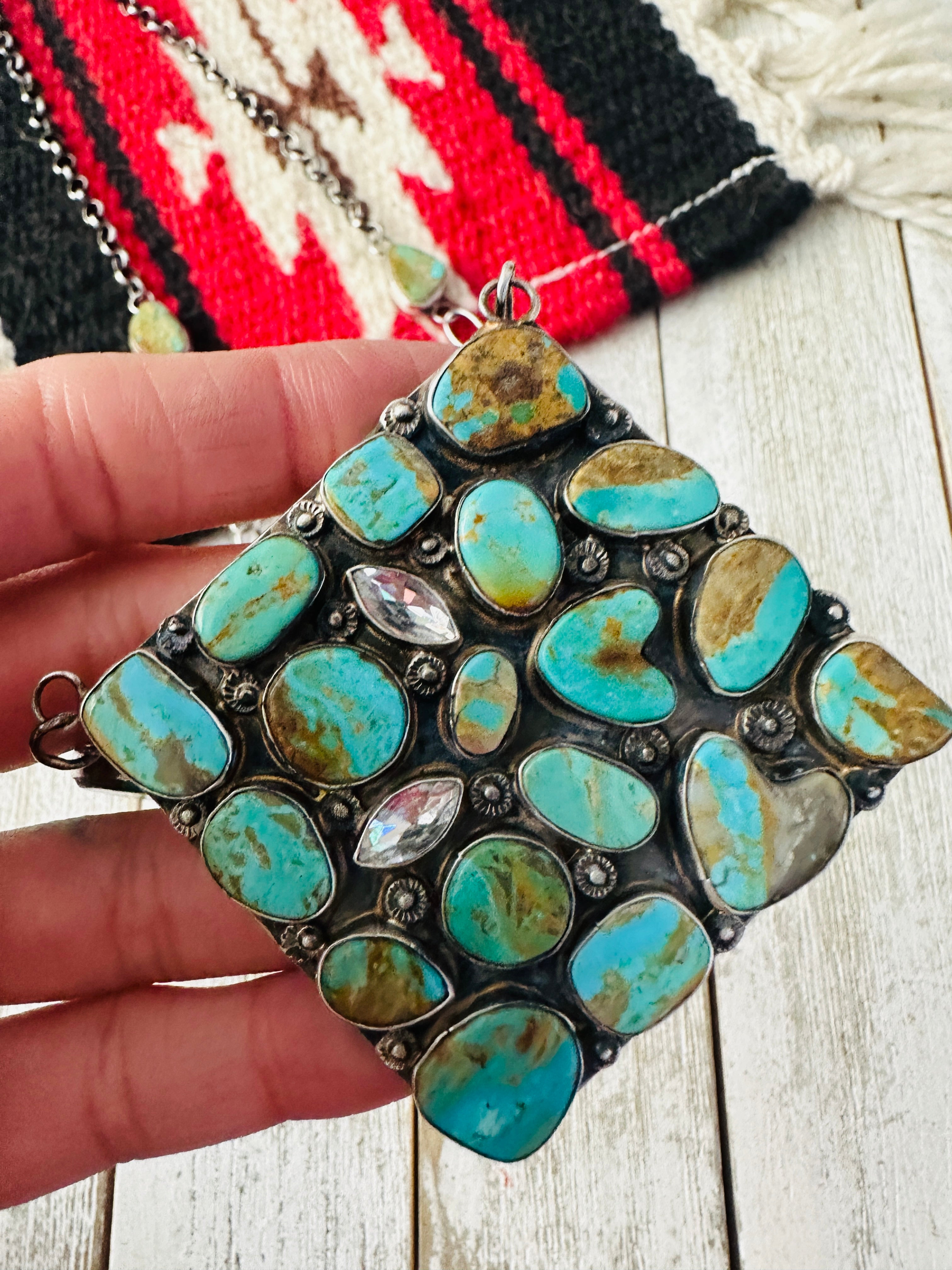 Navajo Sterling Silver & Royston Turquoise Necklace by Jacqueline Silver