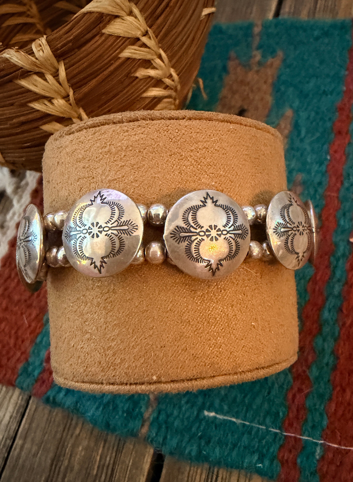 Handcrafted Old Pawn Sterling Silver Pearl Beaded Stretch Bracelet
