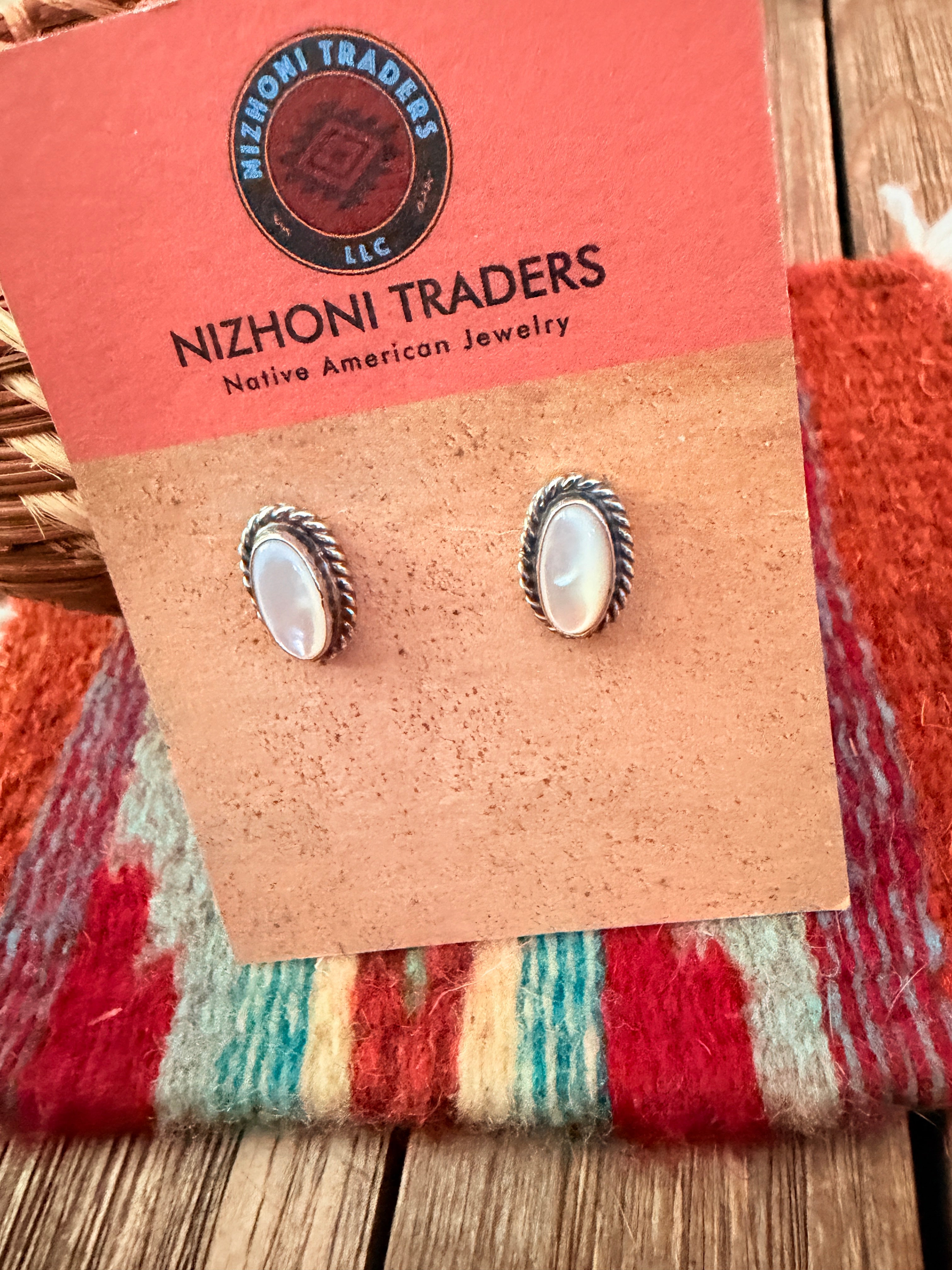 Handcrafted Sterling Silver and Mother of Pearl Stud Earrings
