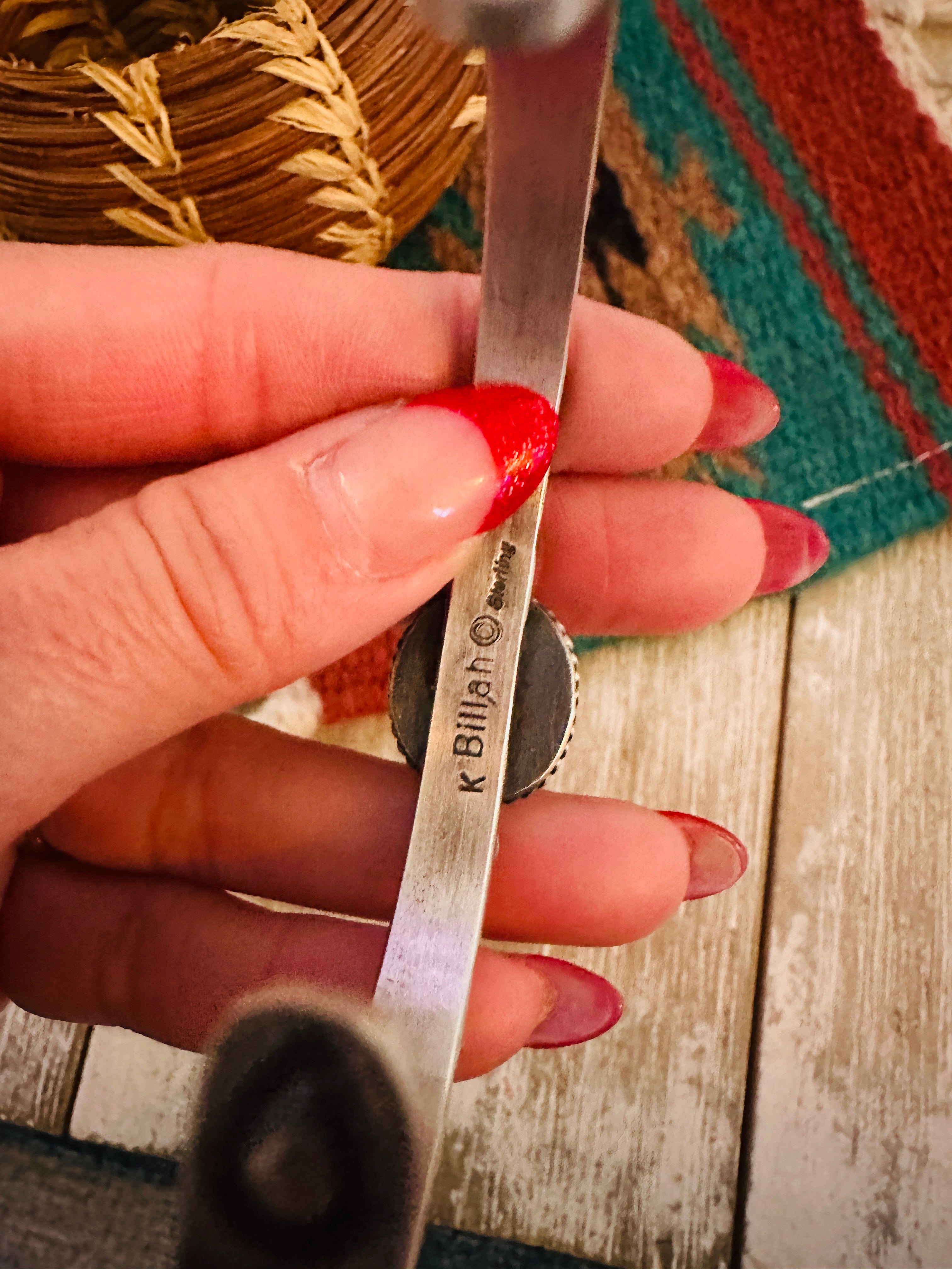 Handcrafted Turquoise & Sterling Silver Cuff Bracelet by Kevin Billah