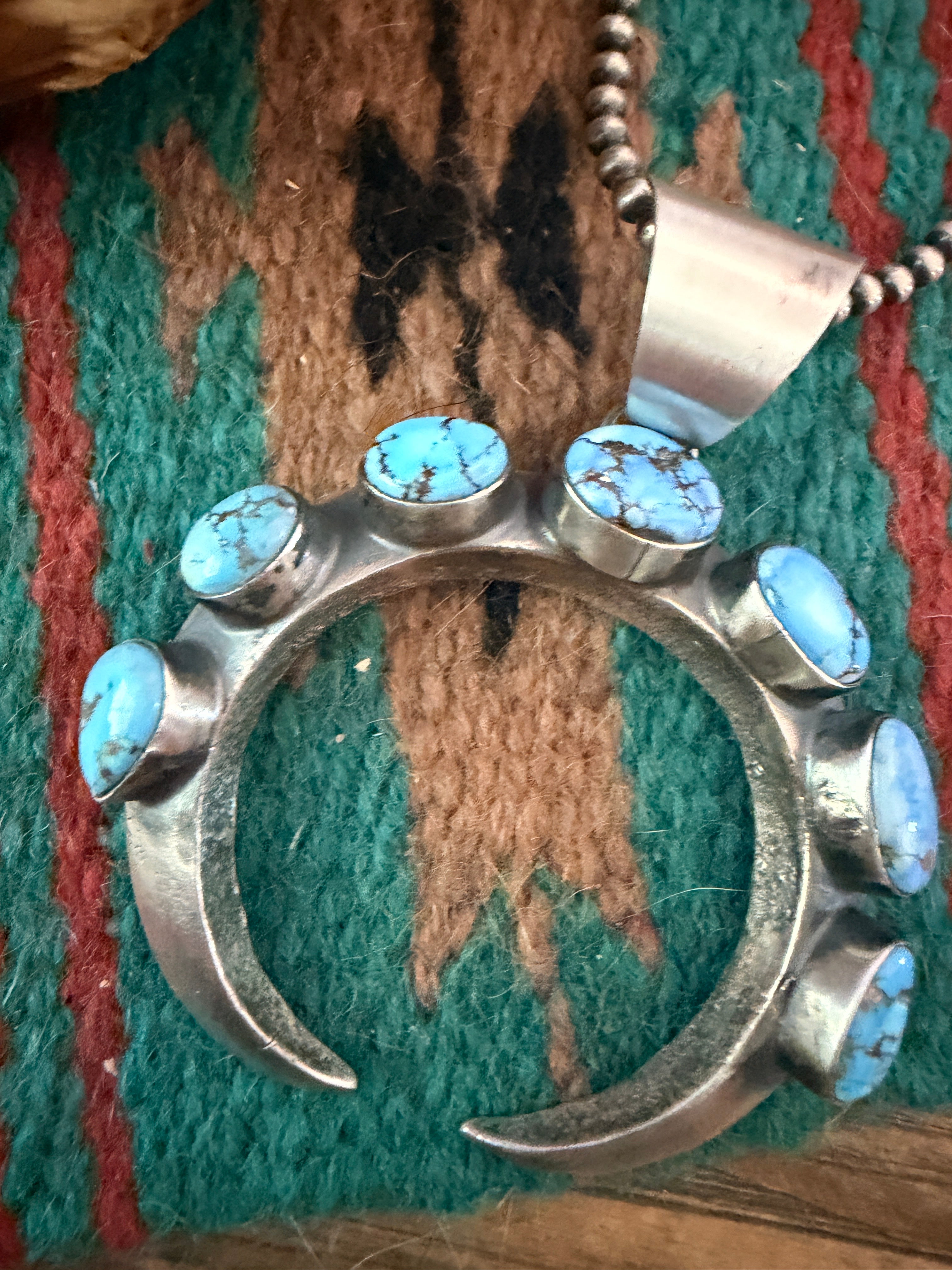 Handcrafted Sterling Silver & Golden Hills Turquoise Naja Pendant by Chimney Butte