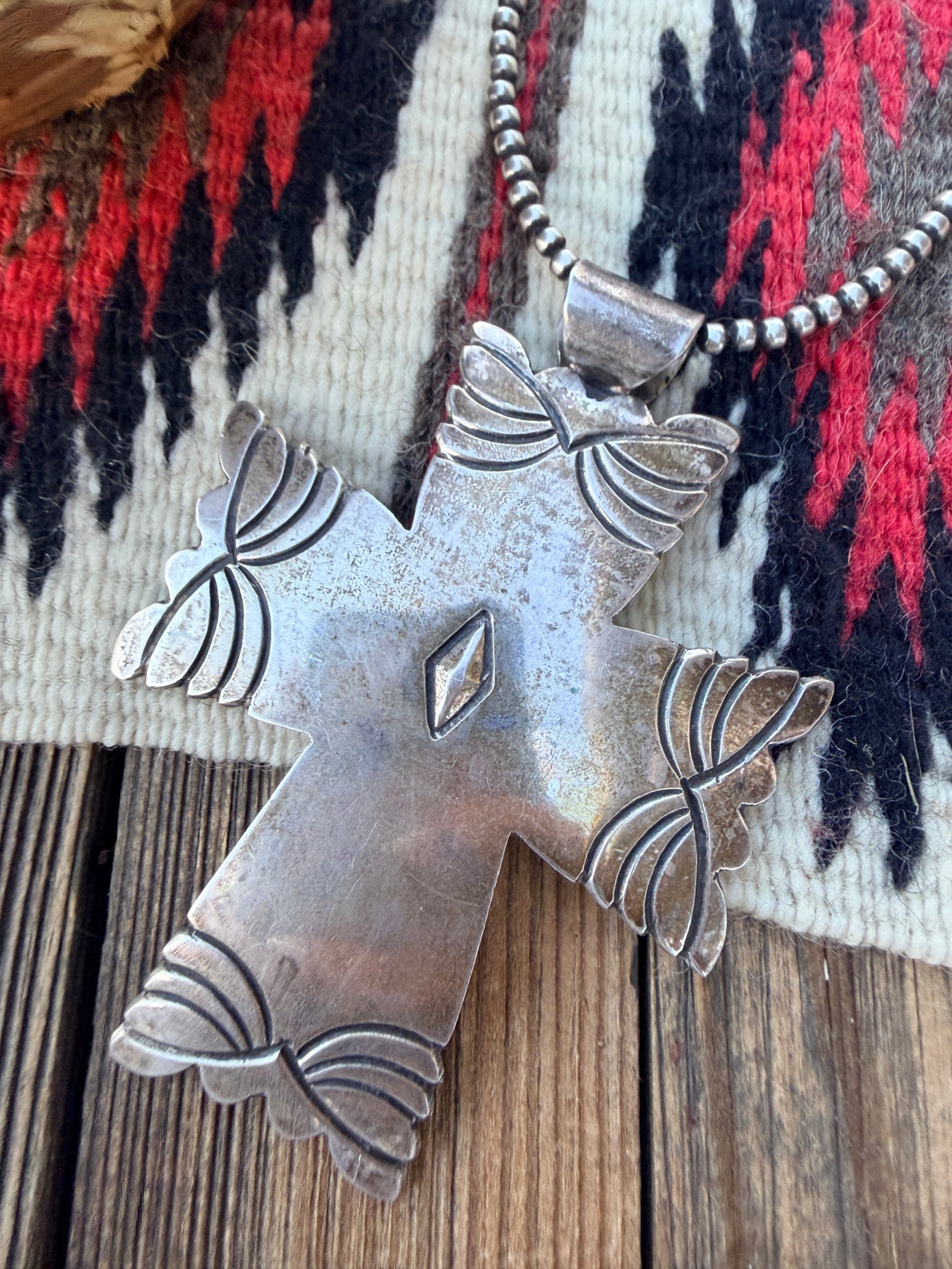 Old Pawn Handcrafted Sterling Silver Cross Pendant