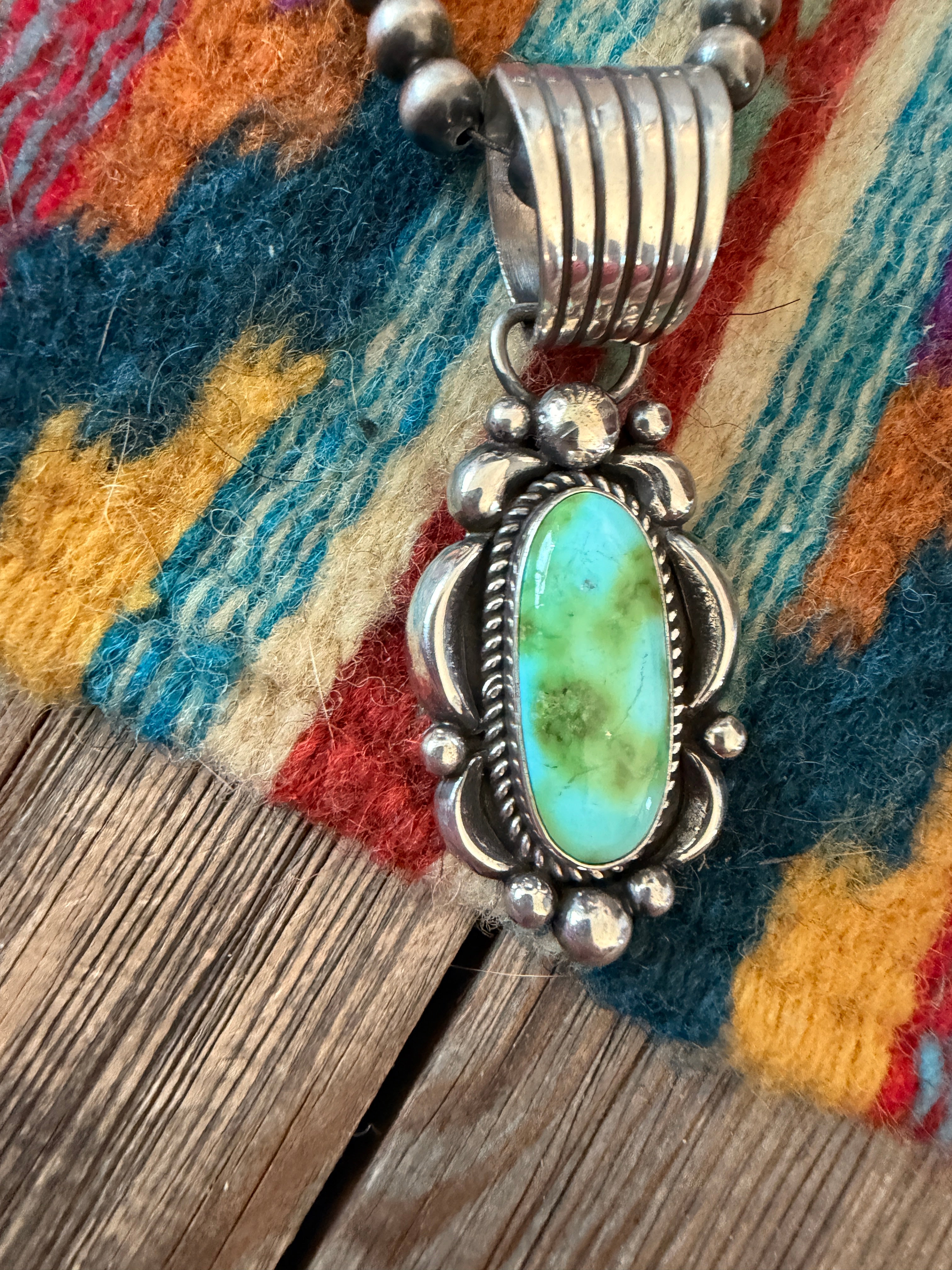 Handcrafted Sterling Silver & Sonoran Mountain Turquoise Pendant by Albert Jake