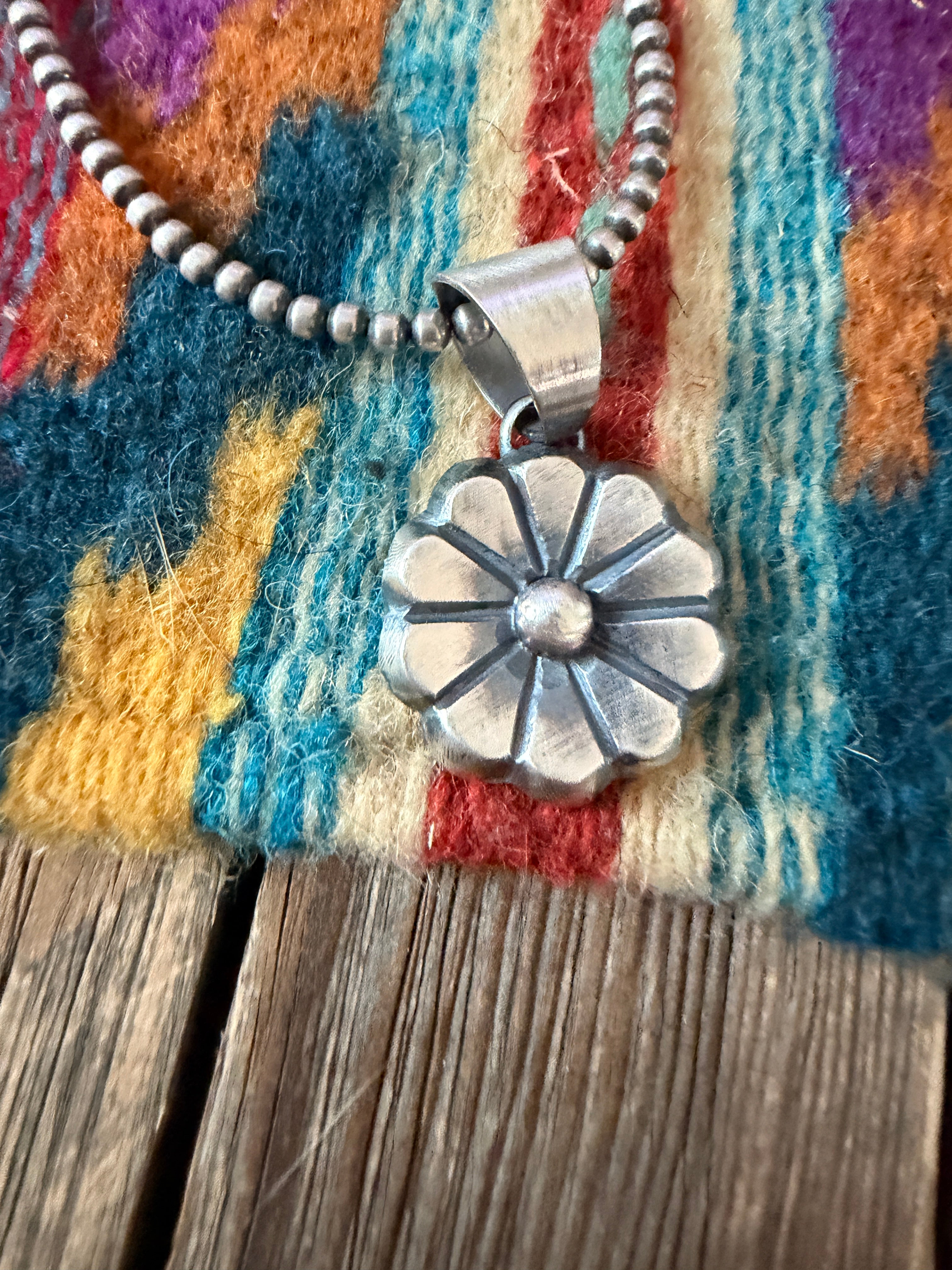 Handcrafted Sterling Silver Flower Pendant by Chimney Butte