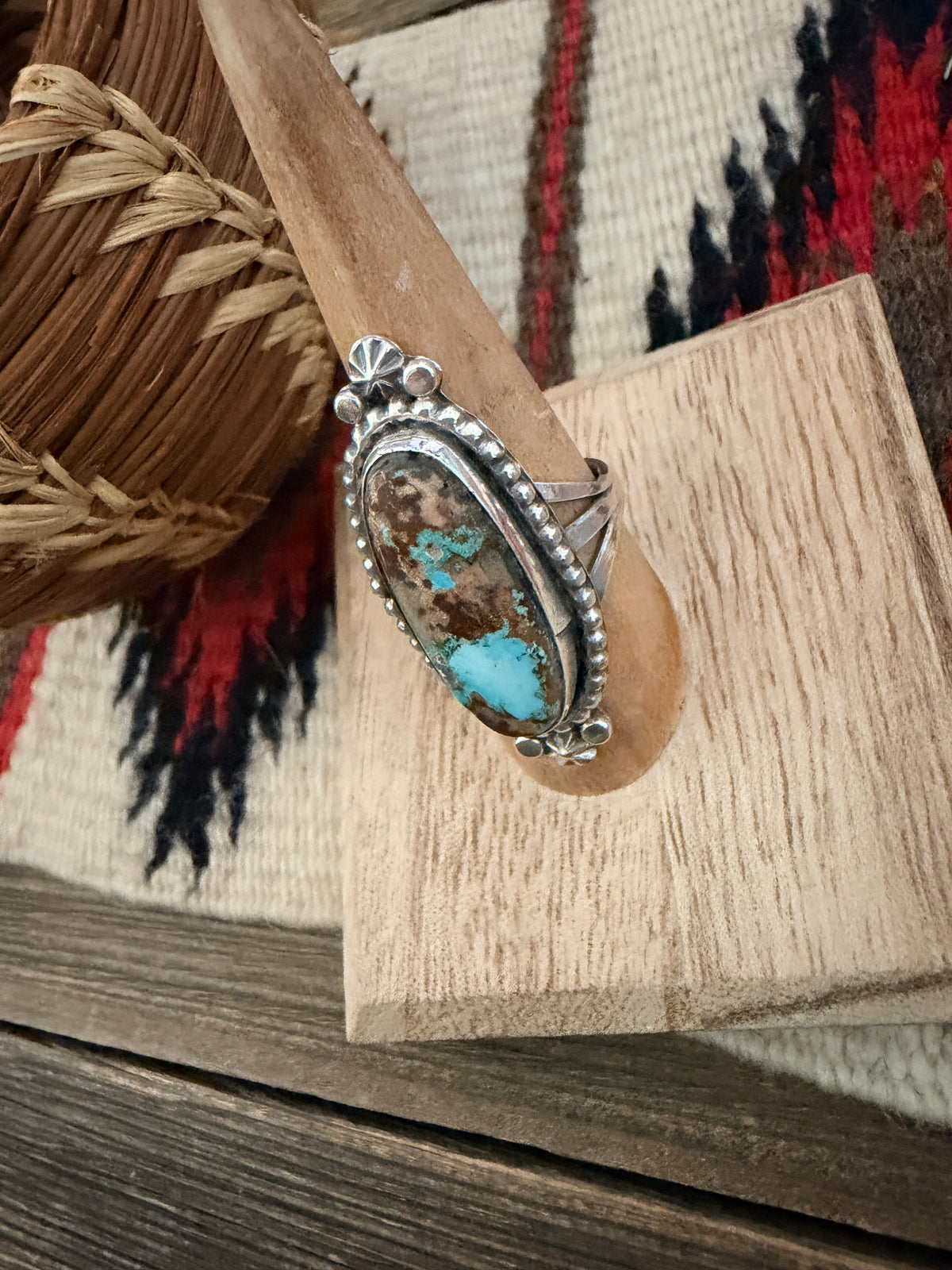 Handcrafted Royston Turquoise & Sterling Silver Ring 7.75 by Rosella Paxson