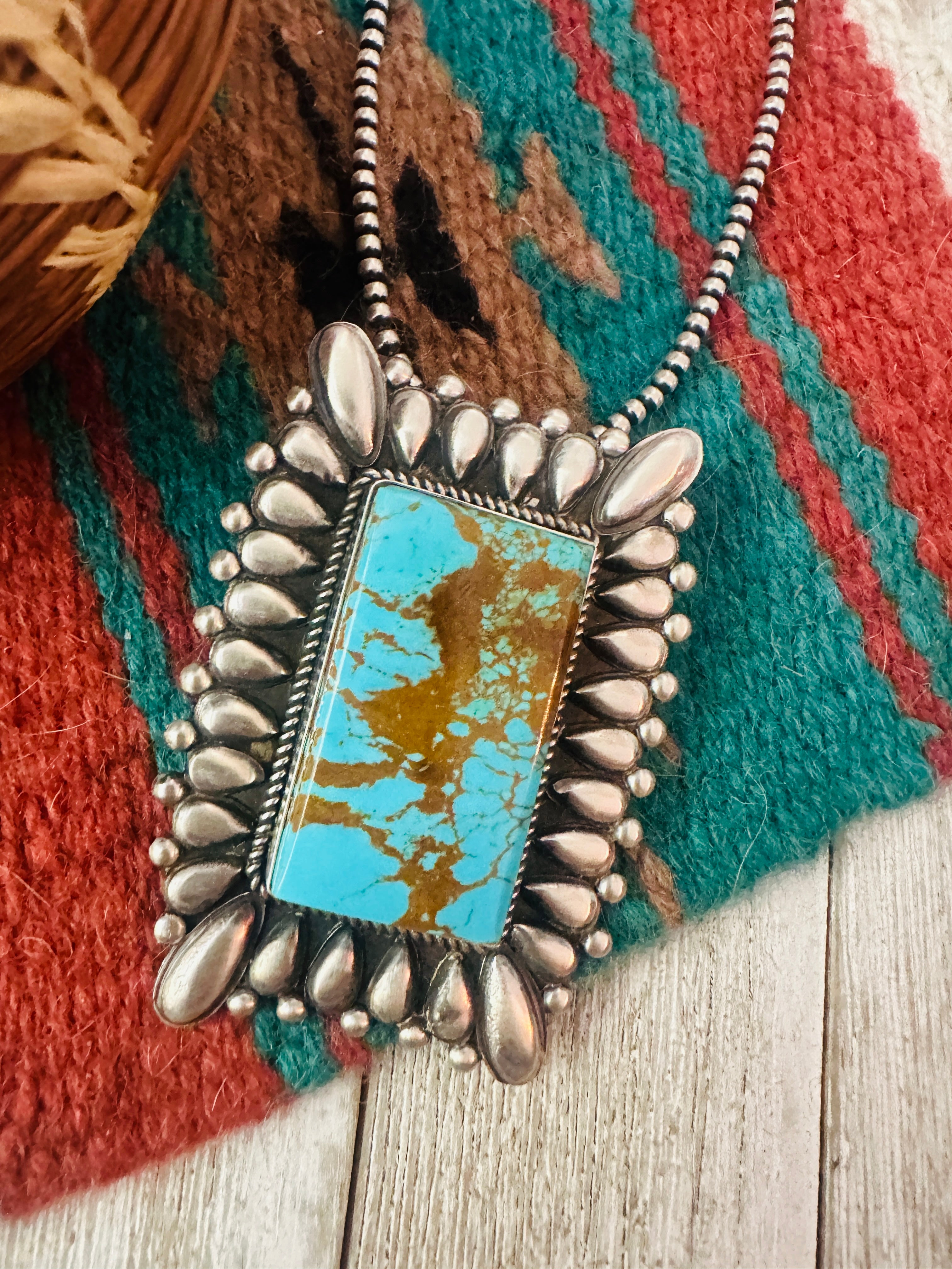 Handcrafted Turquoise & Sterling Silver Pendant by Marcus Chavez