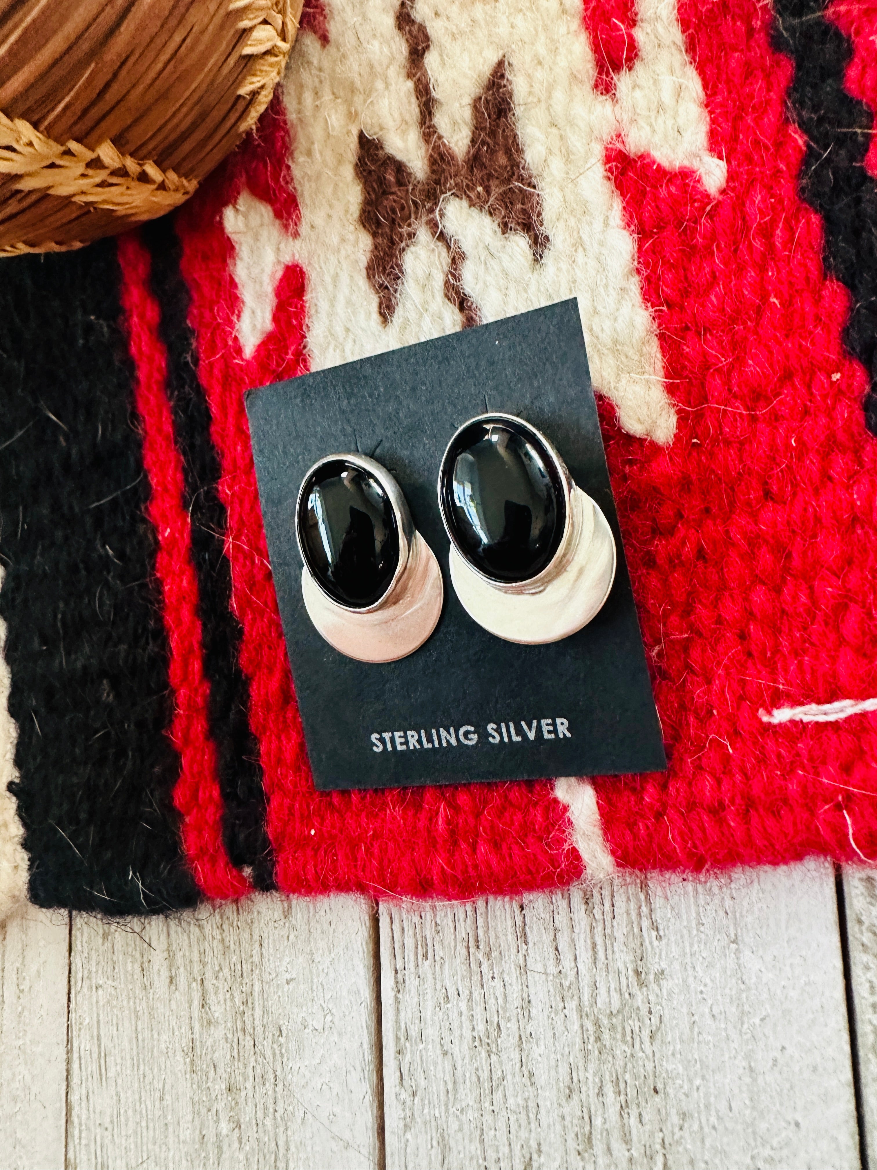 Handcrafted Onyx & Sterling Silver Post Earrings