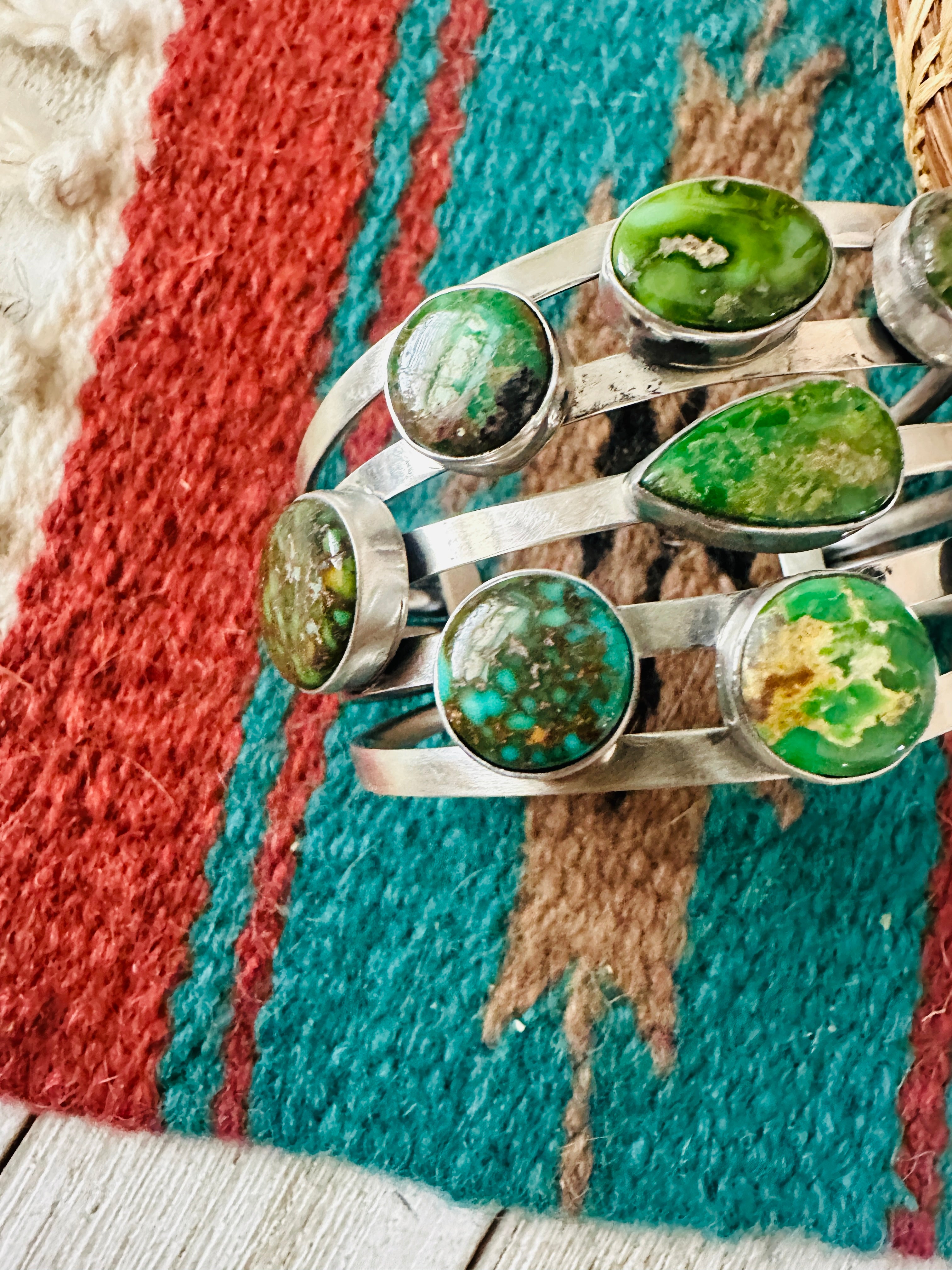 Handcrafted Royston Turquoise & Sterling Silver Cuff Bracelet /