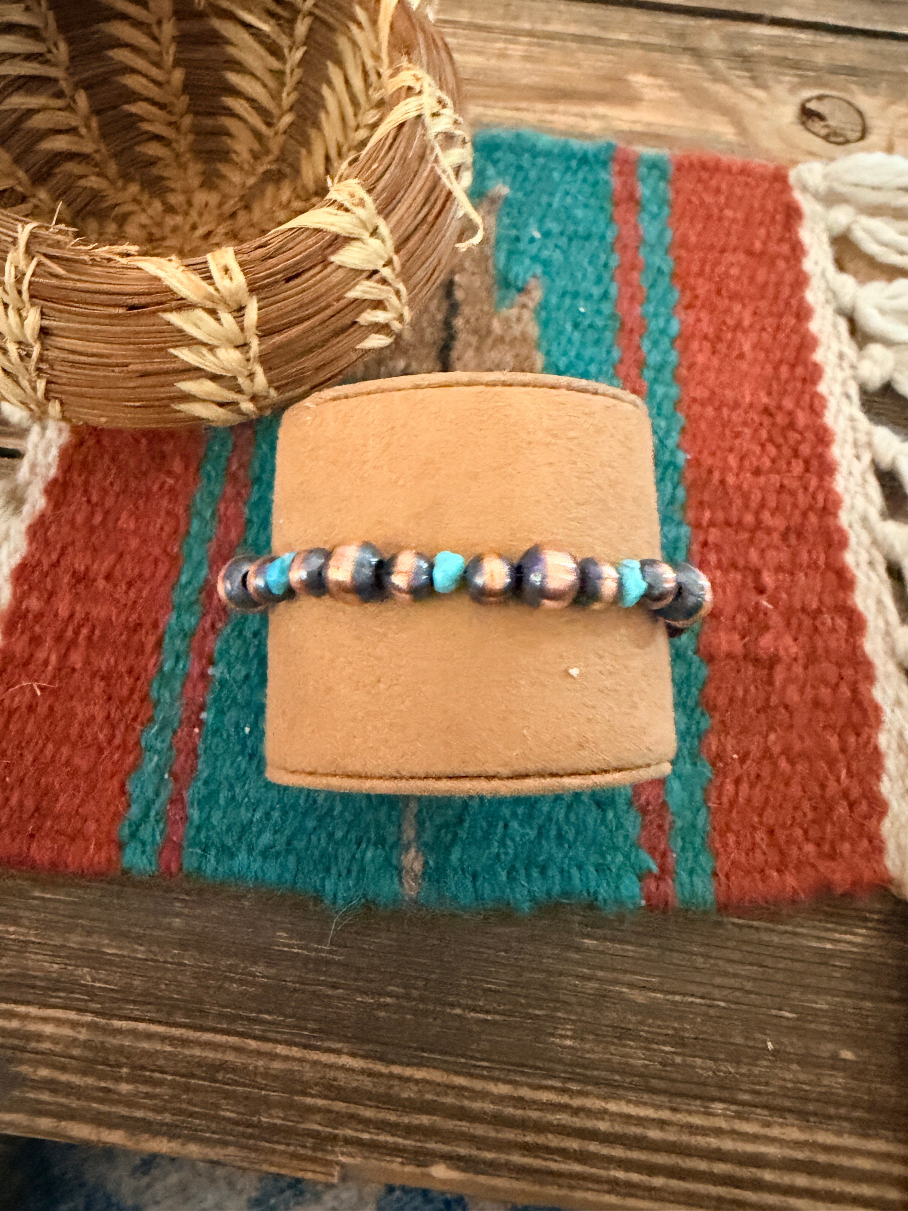 Handcrafted Turquoise & Copper Beaded Bracelet