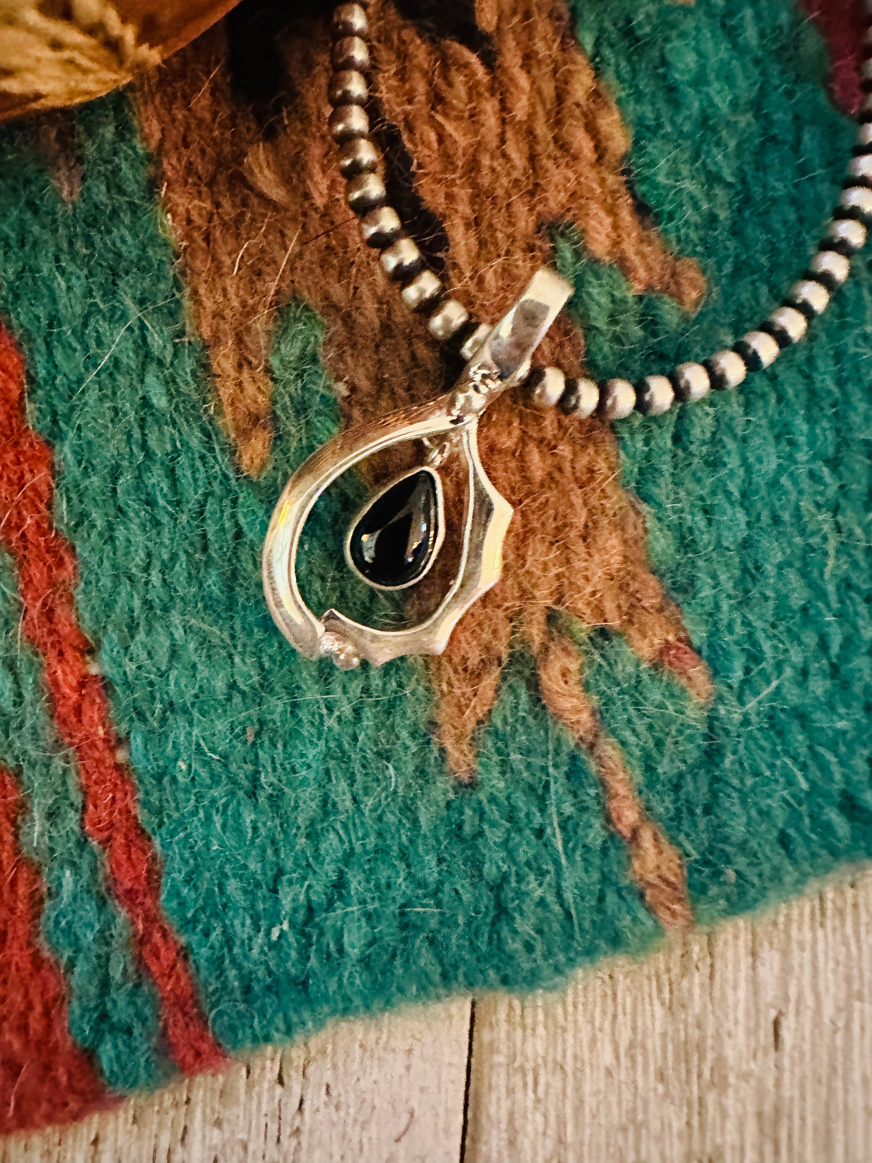 Handcrafted Sterling Silver & Black Onyx Teardrop Pendant