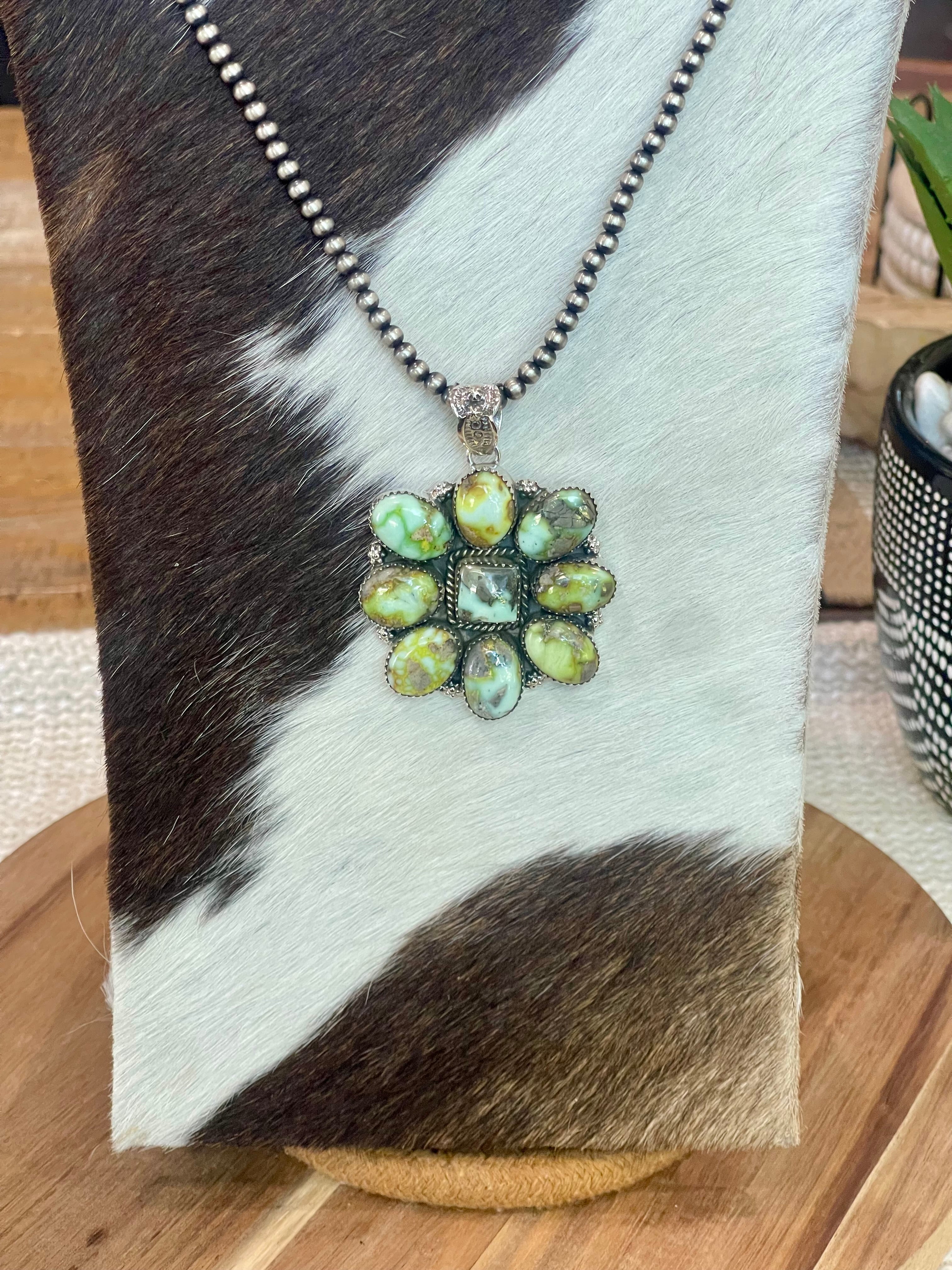 Handcrafted Sterling Silver & Palomino Cluster Pendant