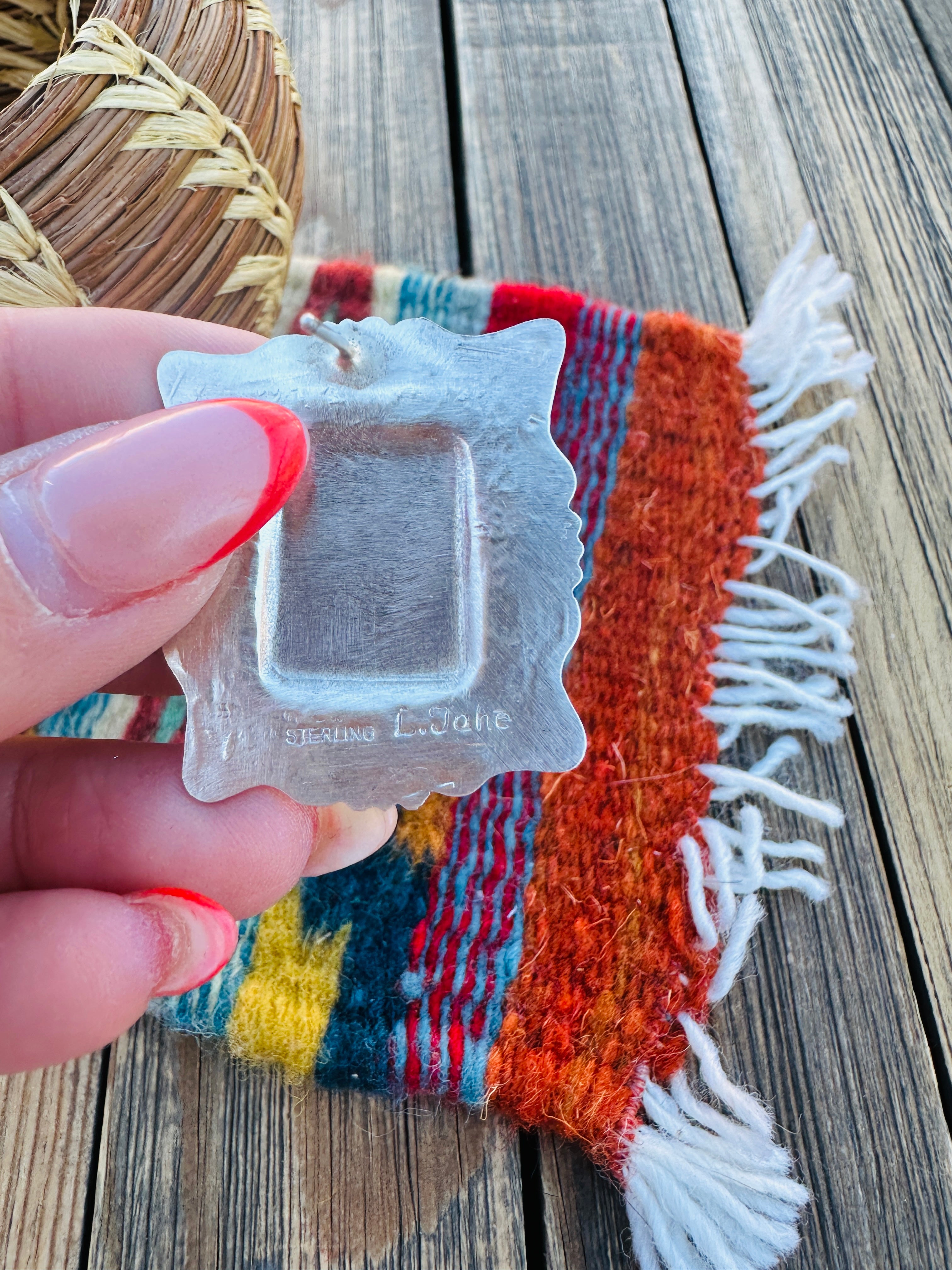 Handcrafted Sterling Silver Concho Post Earrings by Leander Tahe