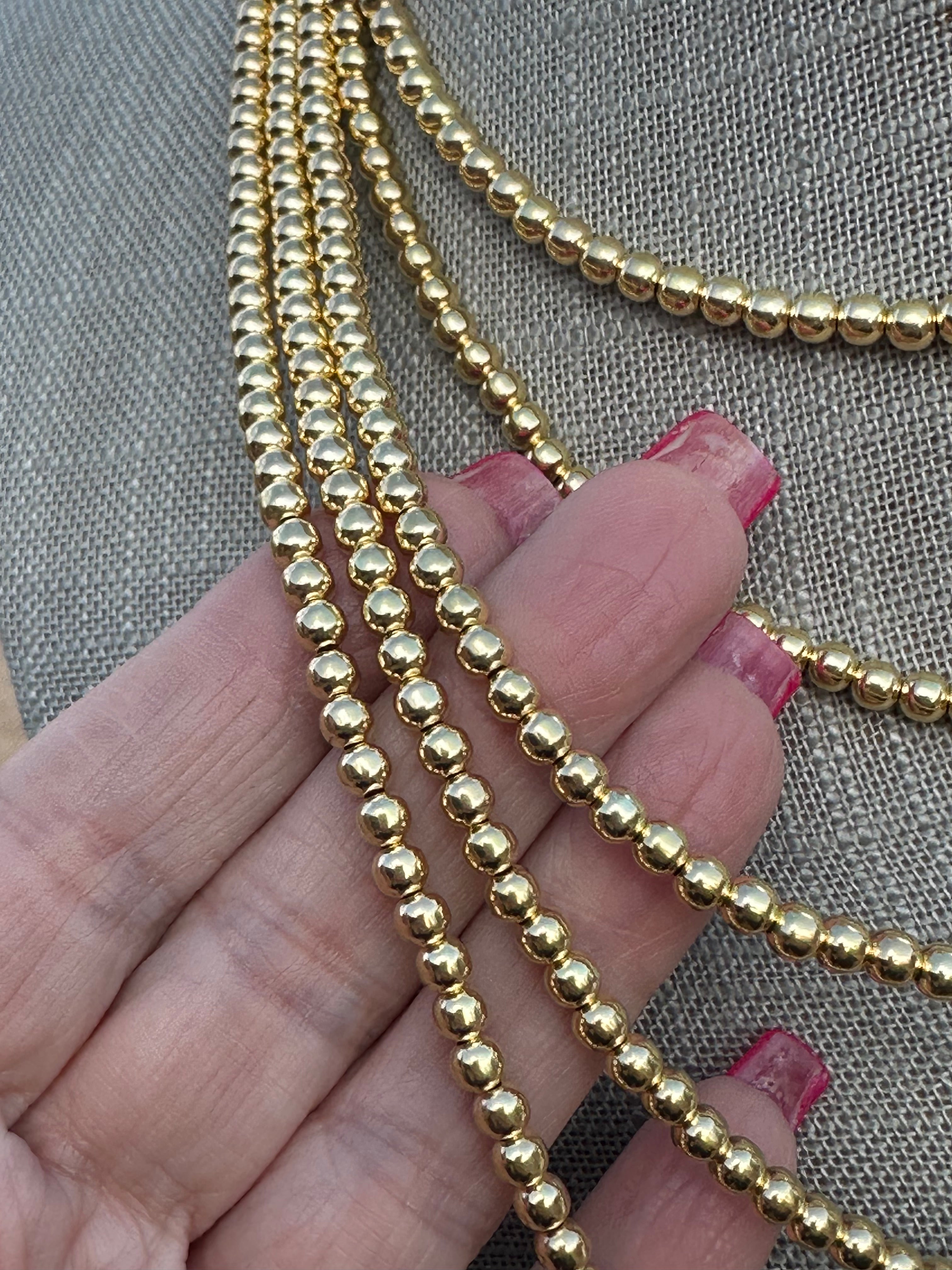 Handcrafted 14kt Gold Overlay & Sterling Silver Beaded 4mm Necklace