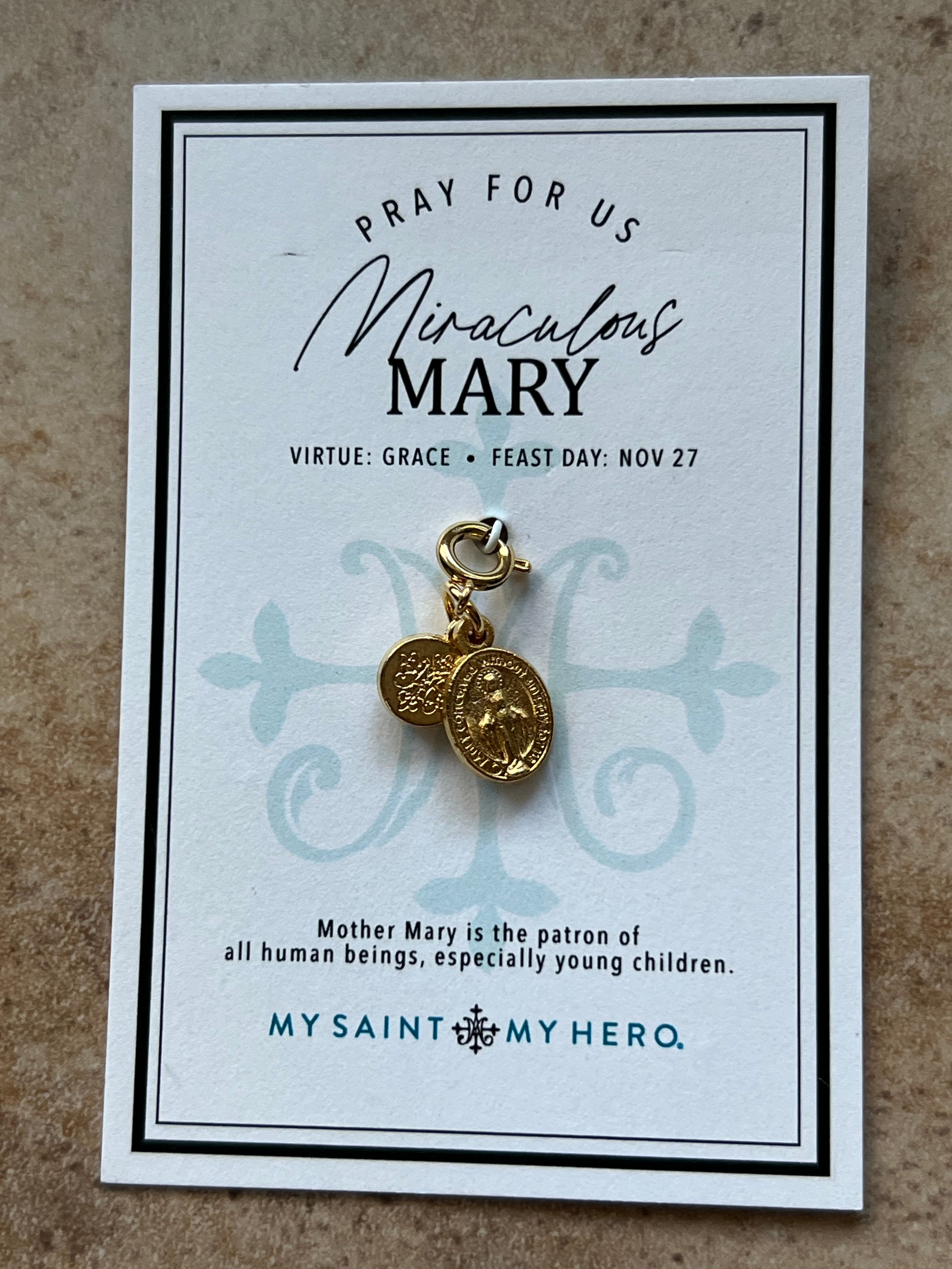 Miraculous Mary Medal Charm- Gold Plated