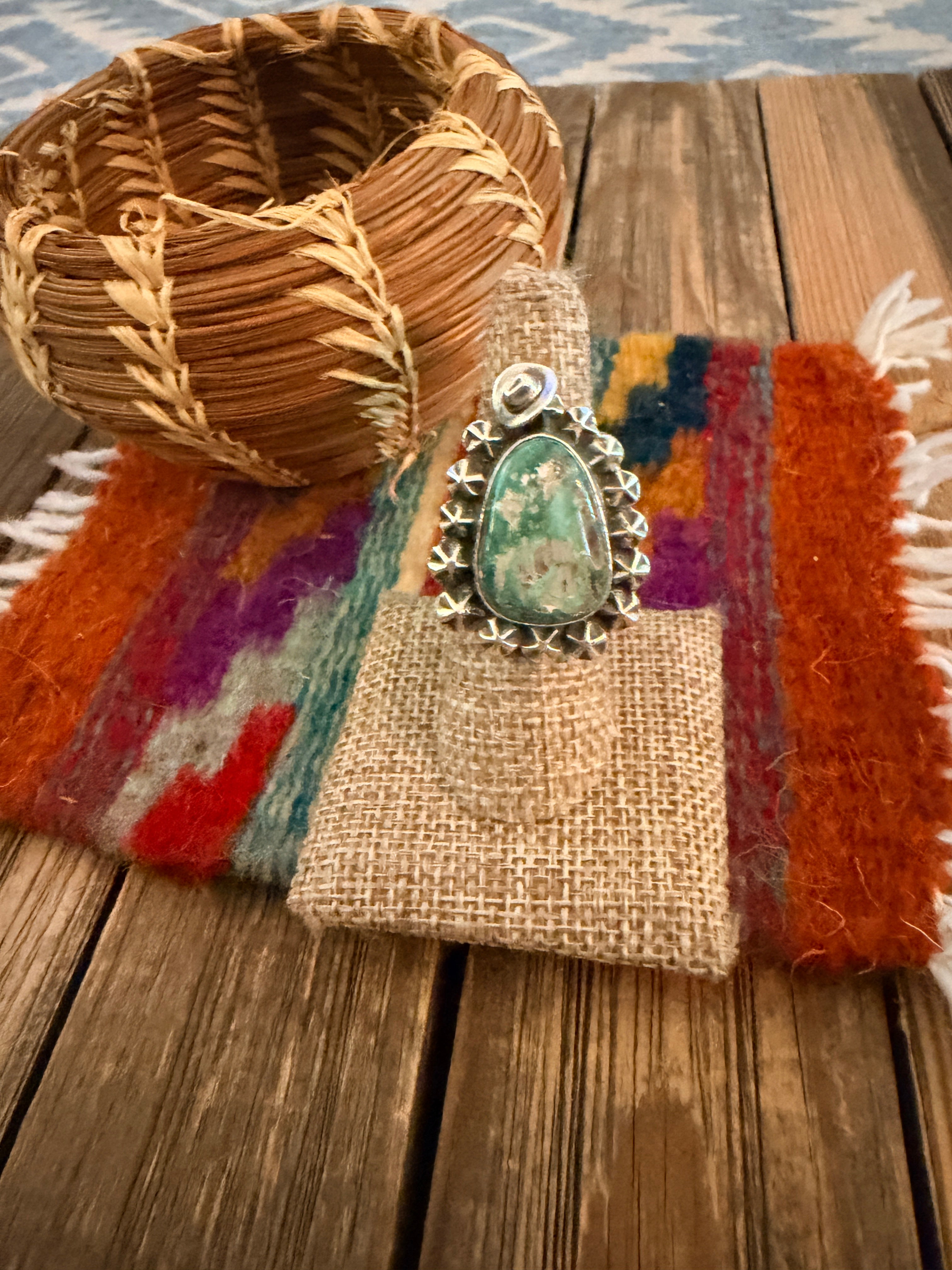 Handmade Sterling Silver and Turquoise Adjustable Ring