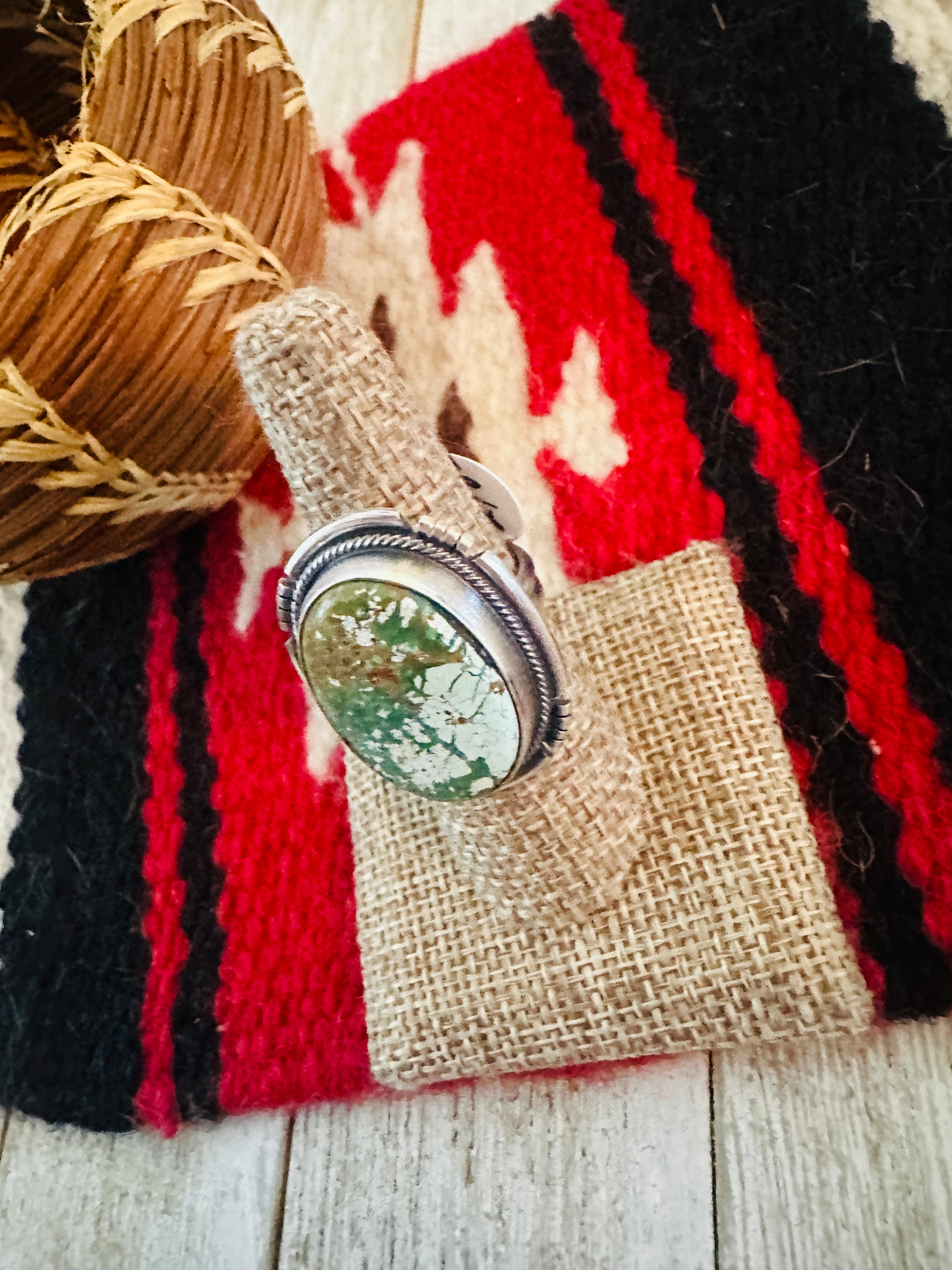 Handcrafted Turquoise & Sterling Silver Adjustable Ring