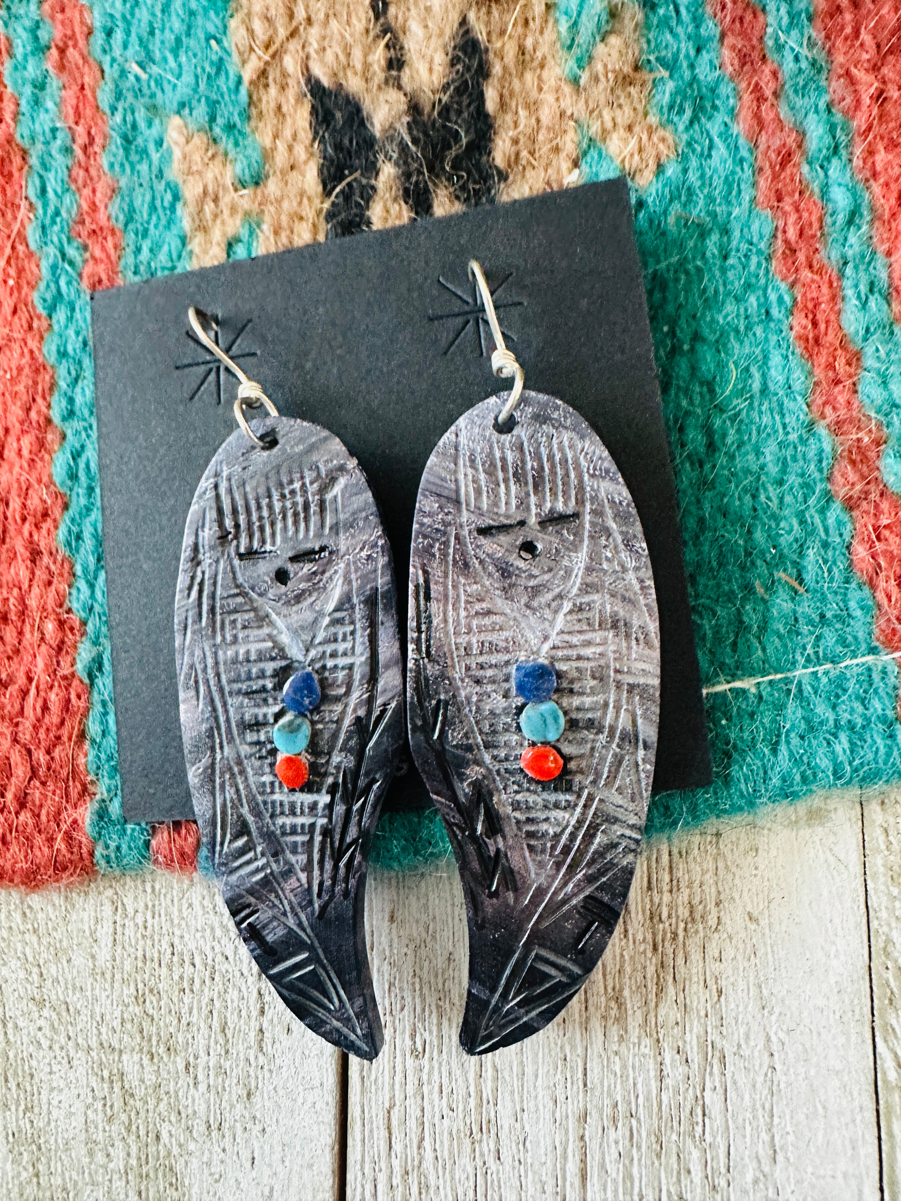 Handcrafted Multi Stone Corn Maiden Dangle Earrings