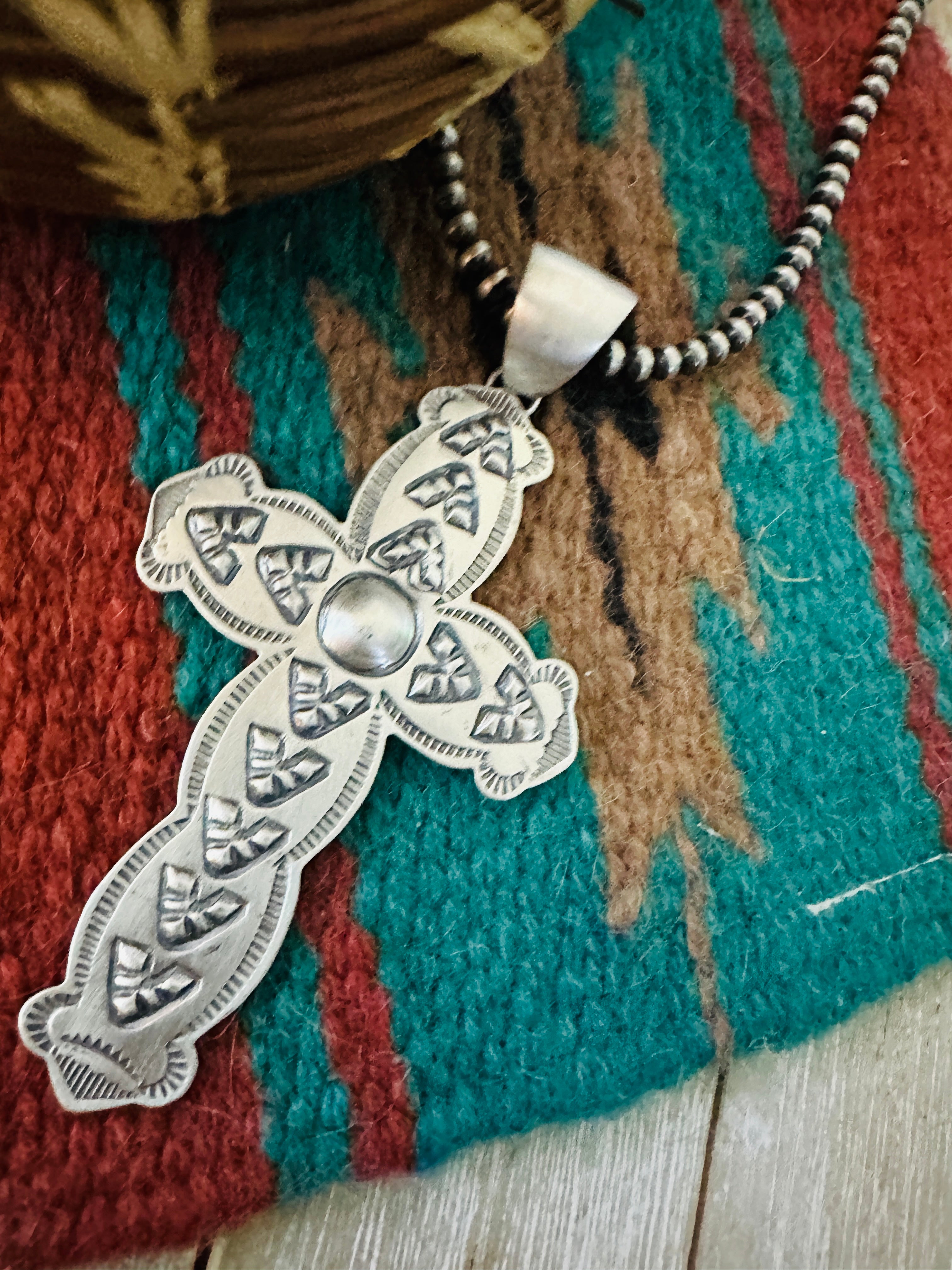 Handcrafted Sterling Silver Cross Pendant by Benson Shorty