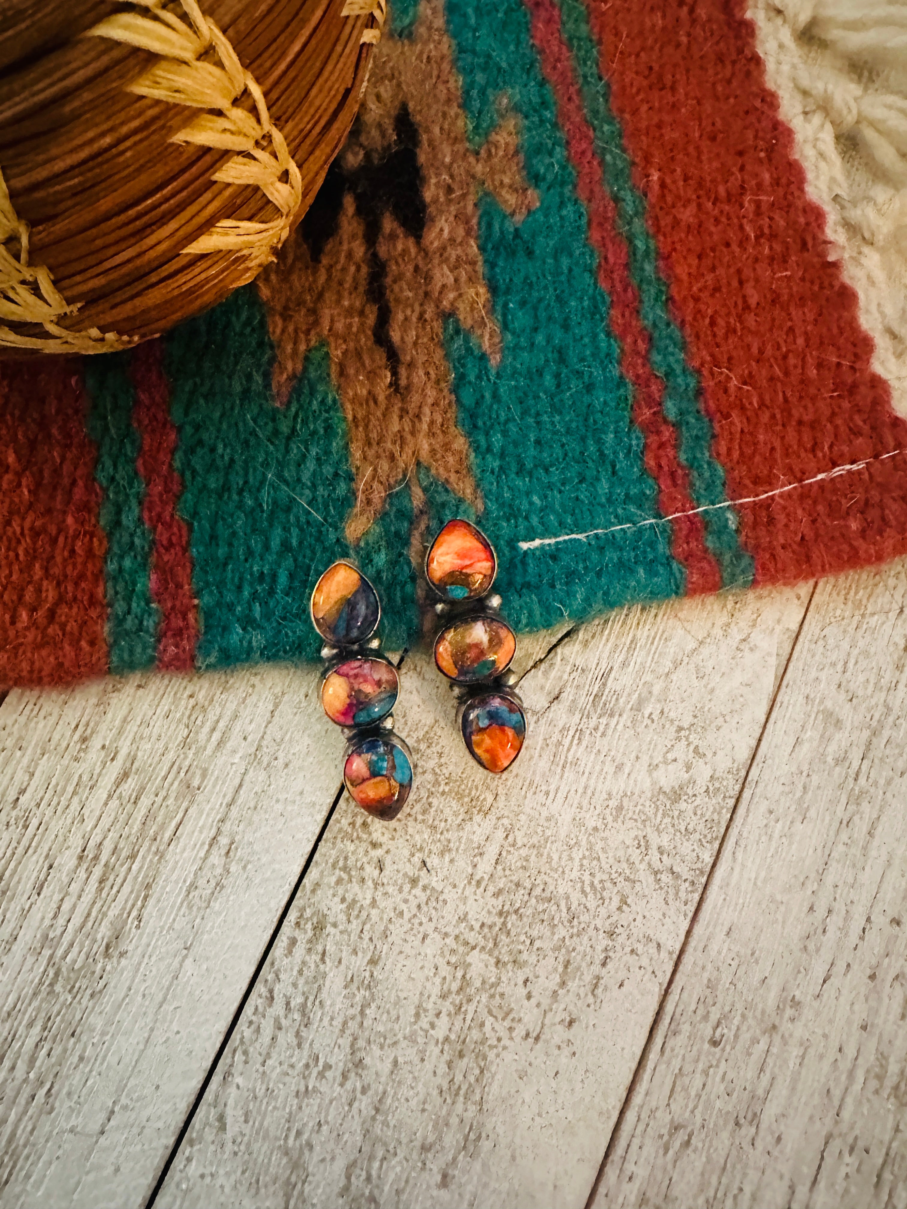 Handcrafted Pink Dream Mojave & Sterling Silver Post Earrings