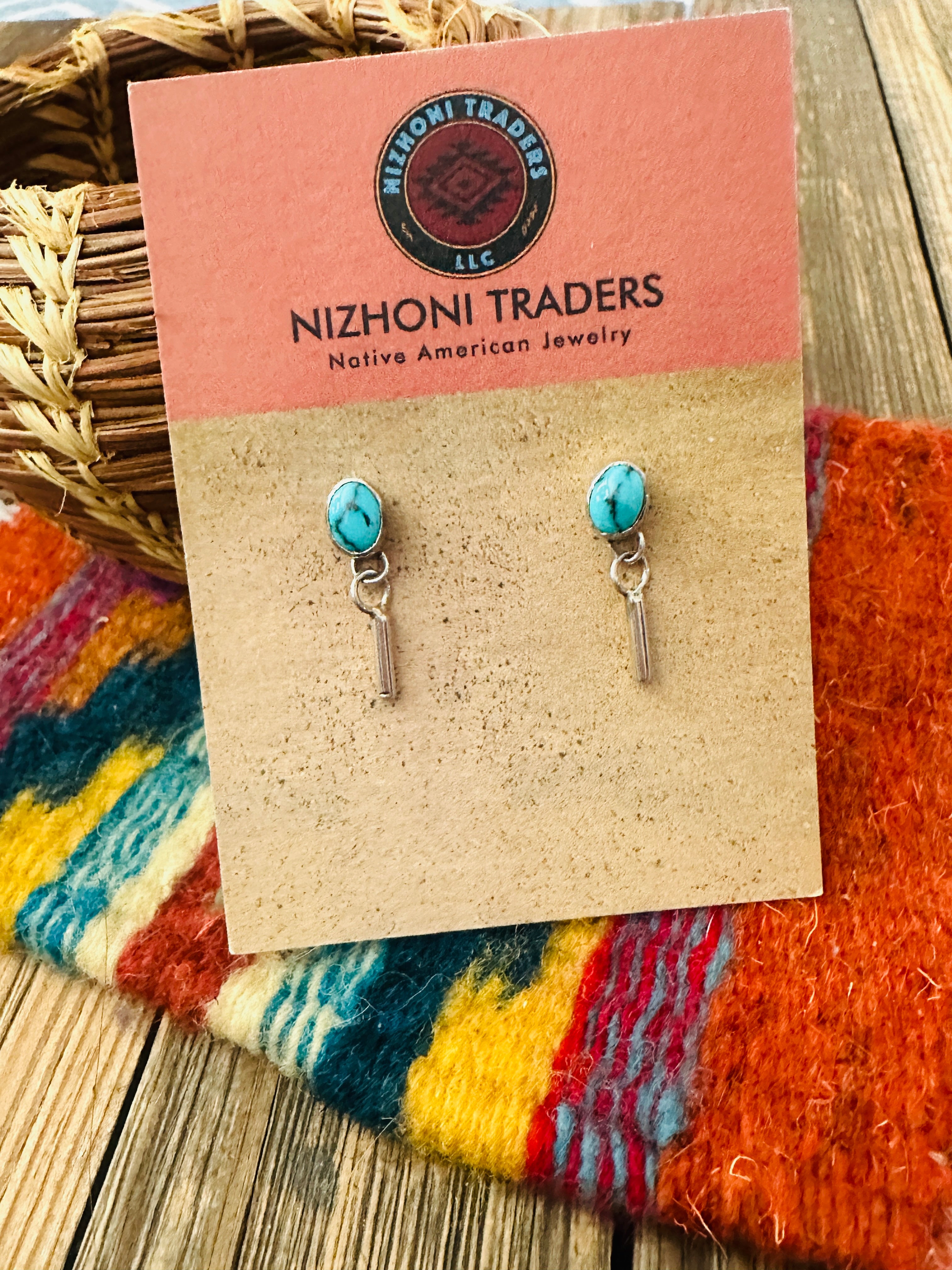 Handcrafted Turquoise & Sterling Silver Dangle Earrings