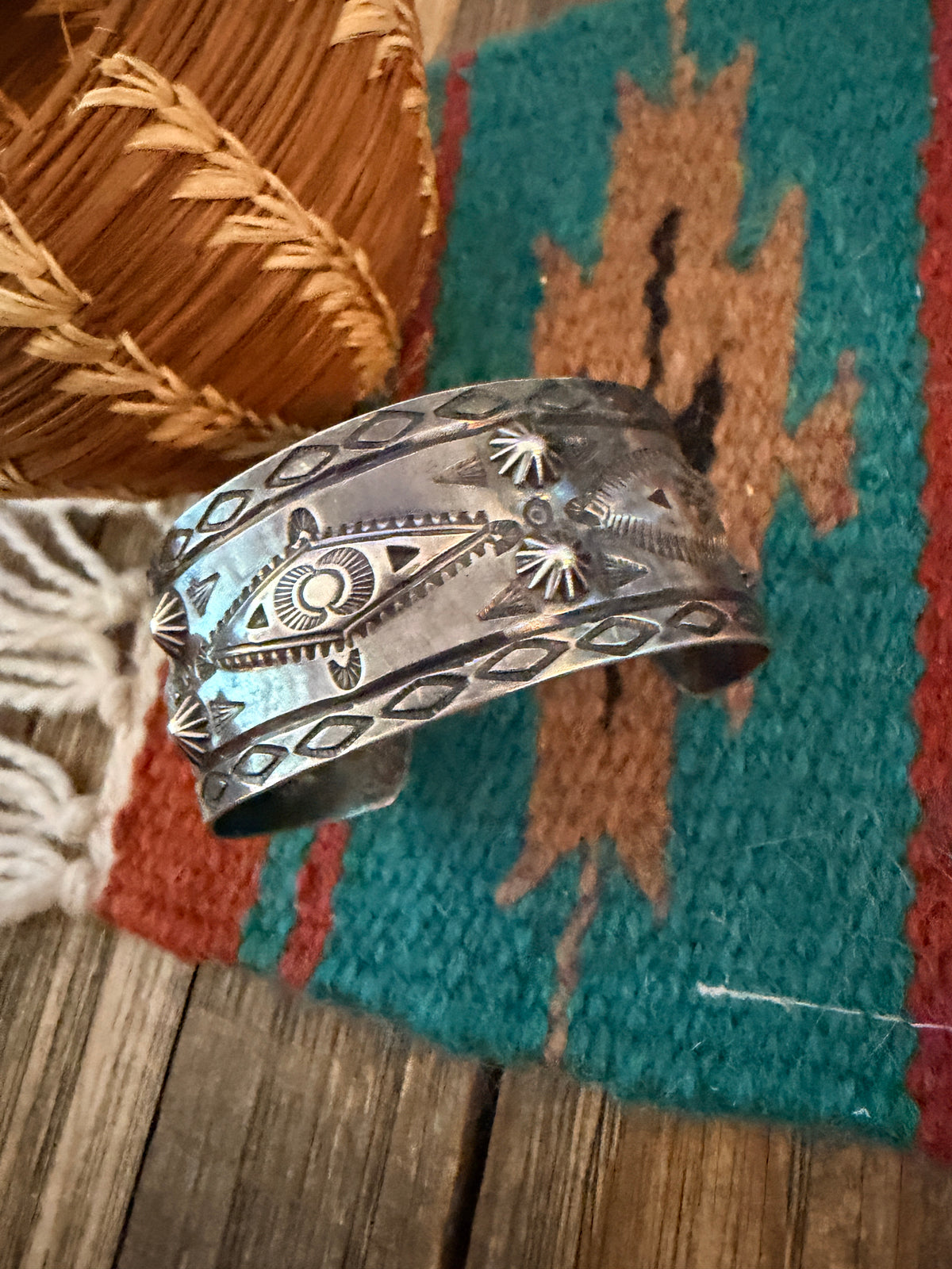 Handcrafted Old Pawn Sterling Silver Cuff Bracelet