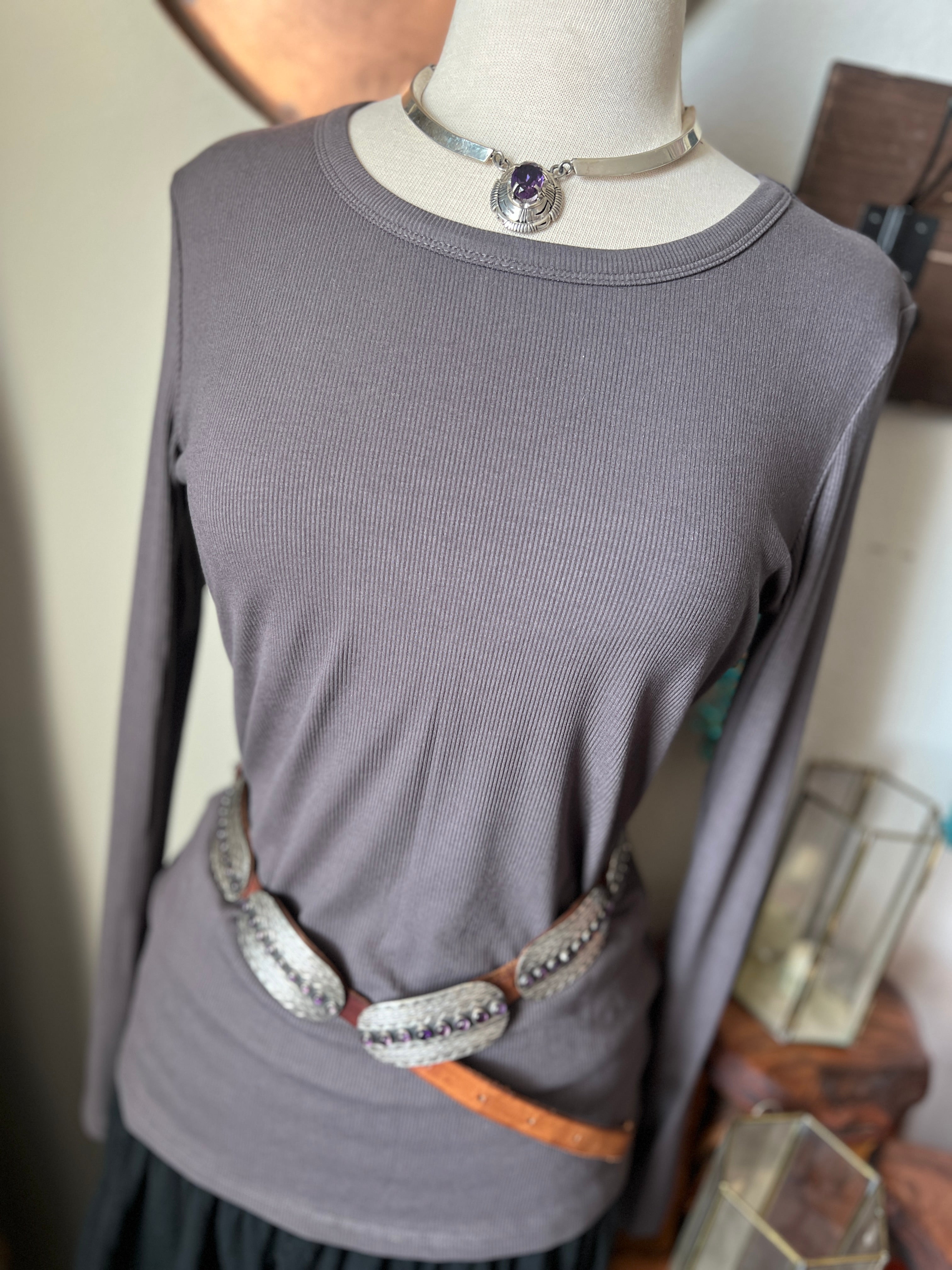 Stunning Old Pawn Handcrafted Sterling Silver and Amethyst Concho Belt by Seth Brown, Taos