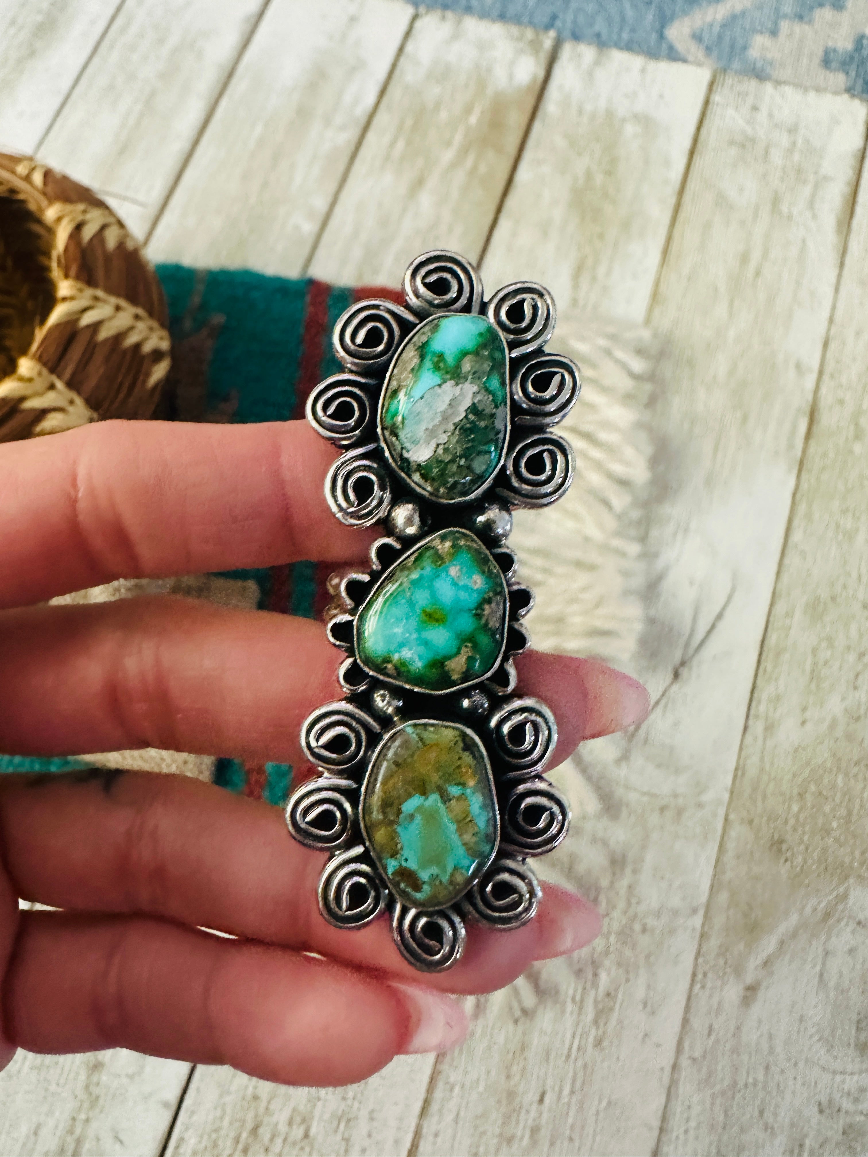 Handcrafted Sonoran Mountain Turquoise & Sterling Silver Ring size 7