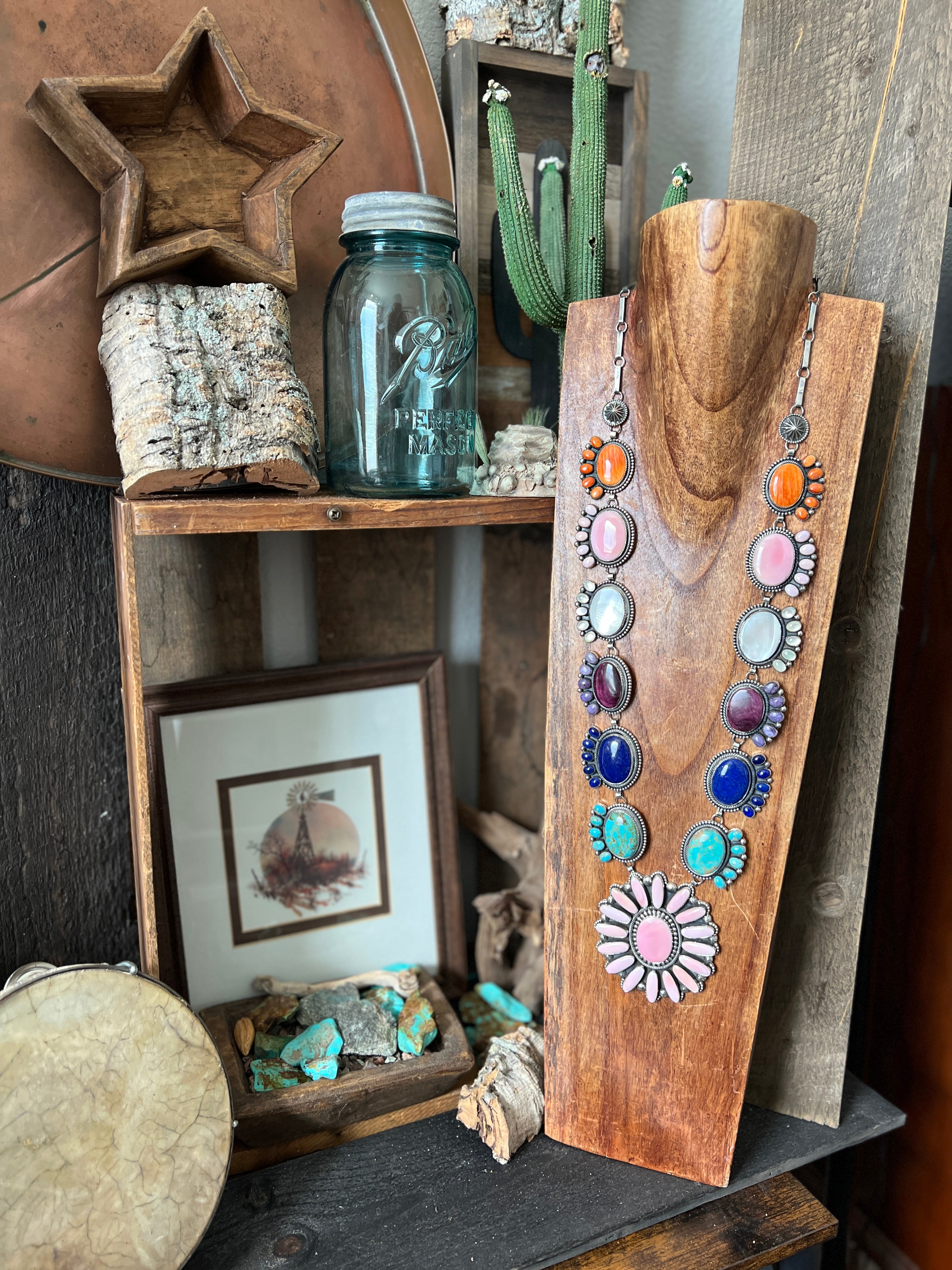 Tequila Sunrise Handcrafted Sterling Silver and Multi Stone Necklace by Hemerson Brown