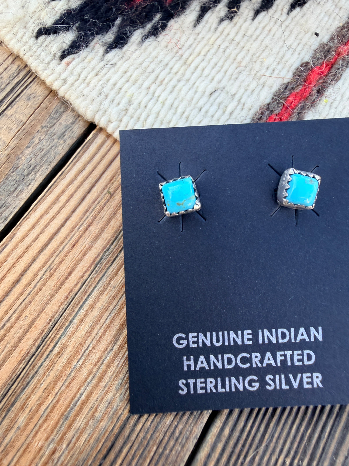 Handcrafted Turquoise & Sterling Silver Stud Earrings