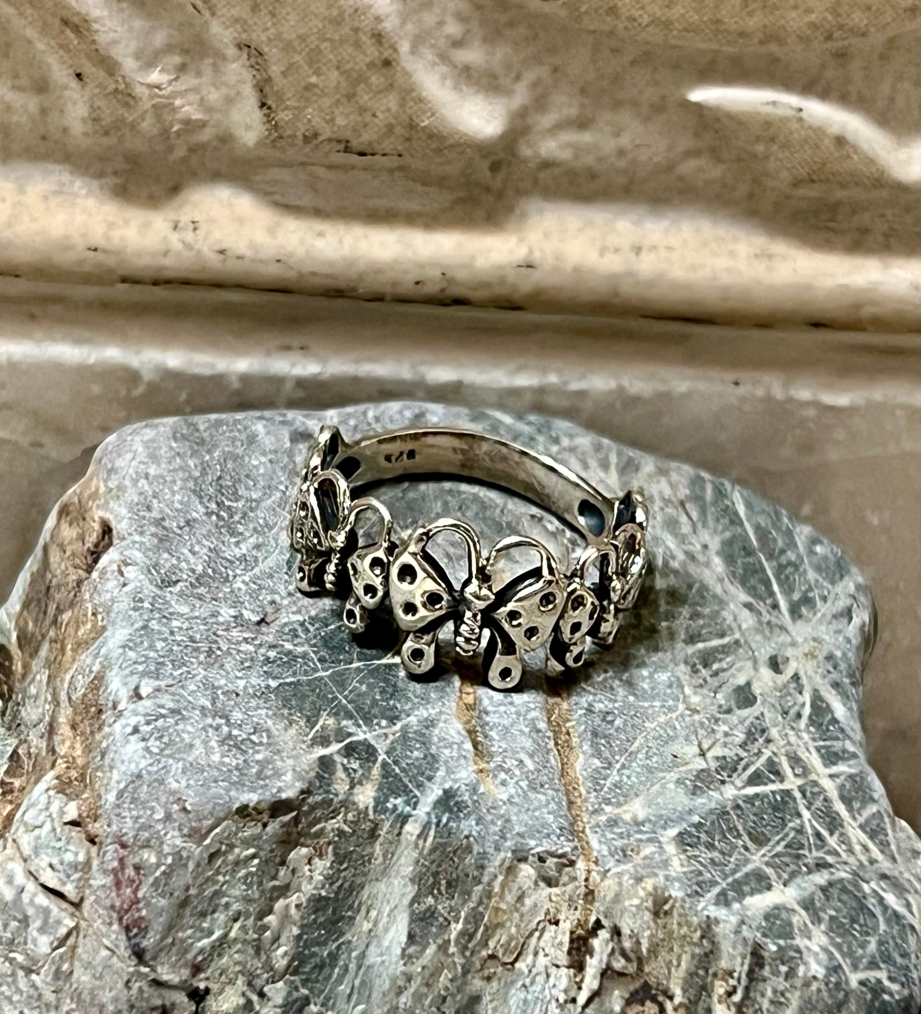 Five Butterflies Sterling Silver Ring