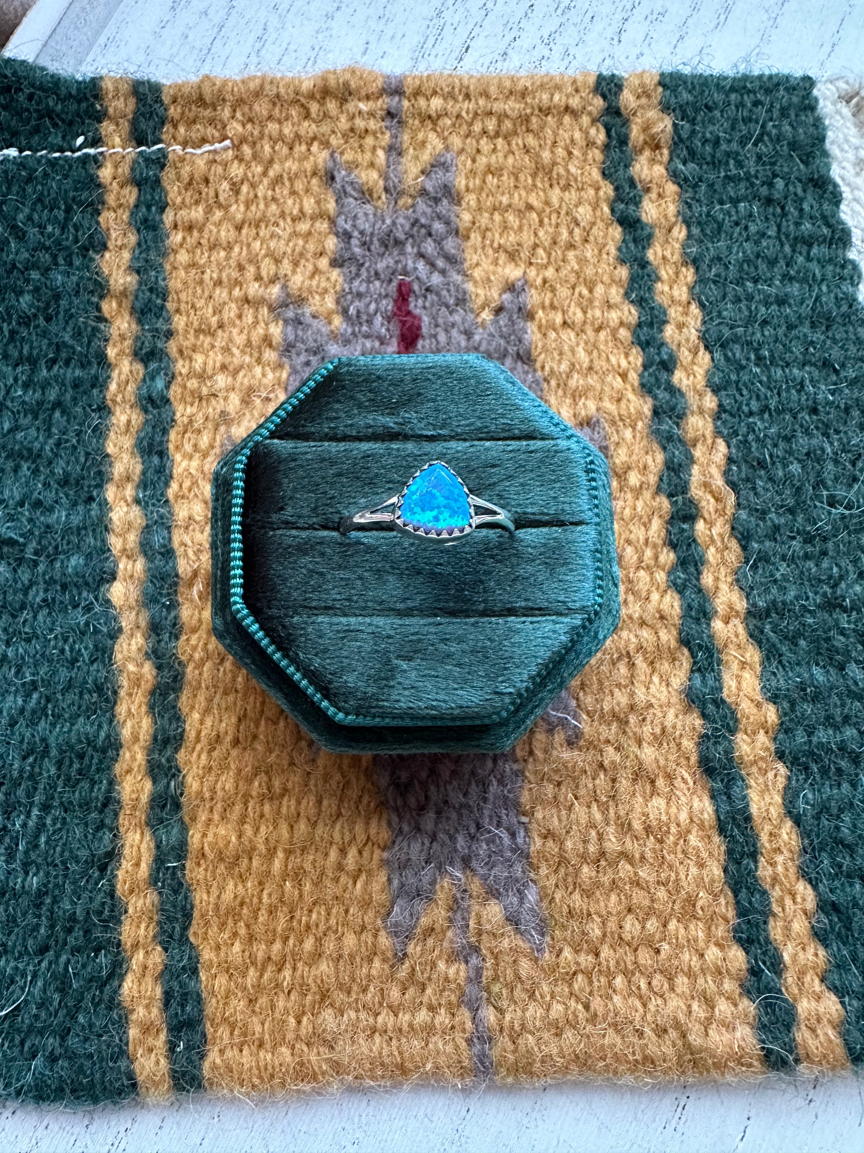 Handcrafted Sterling Silver & Blue Fire Opal Ring