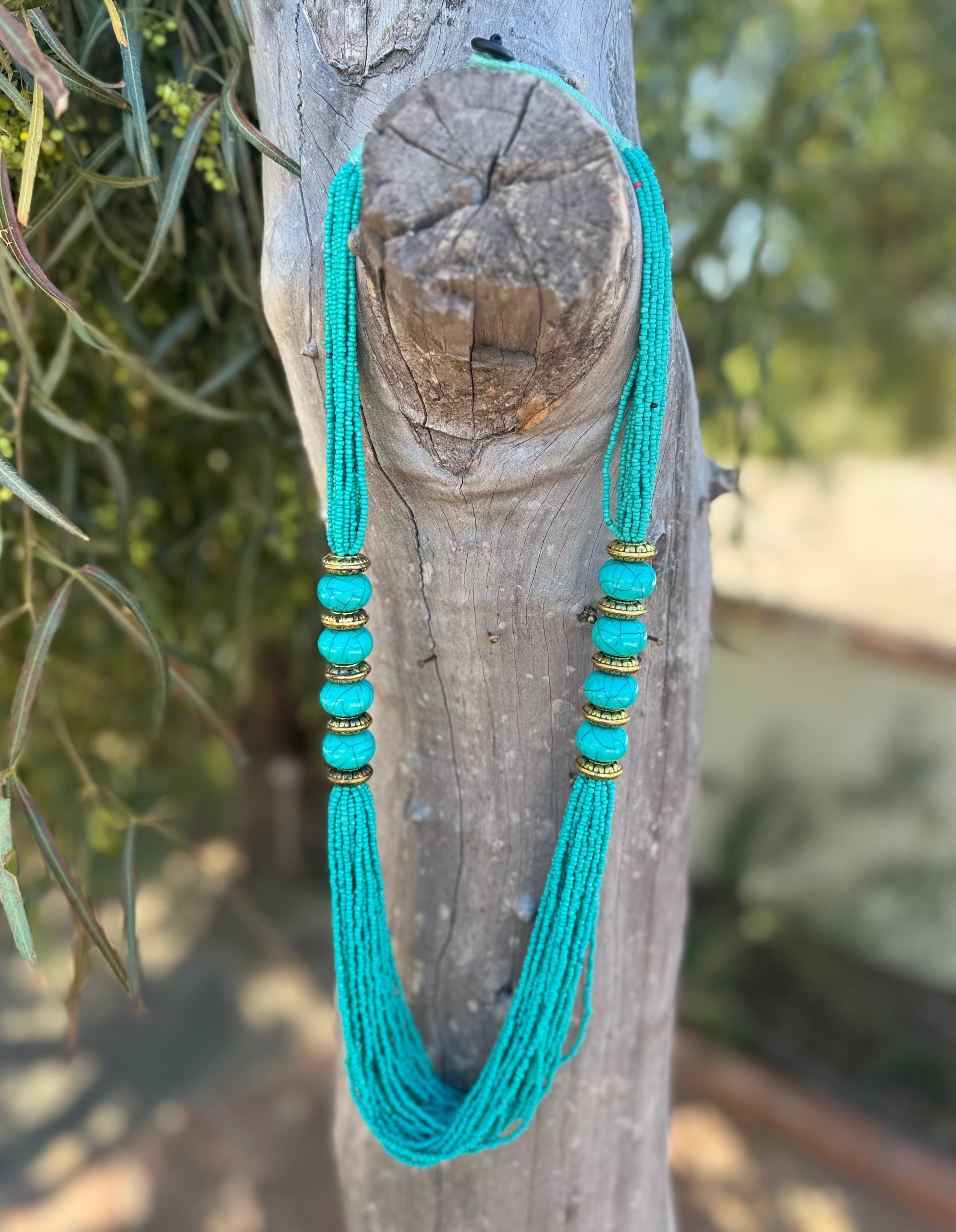 Turquoise Beaded Strand Necklace