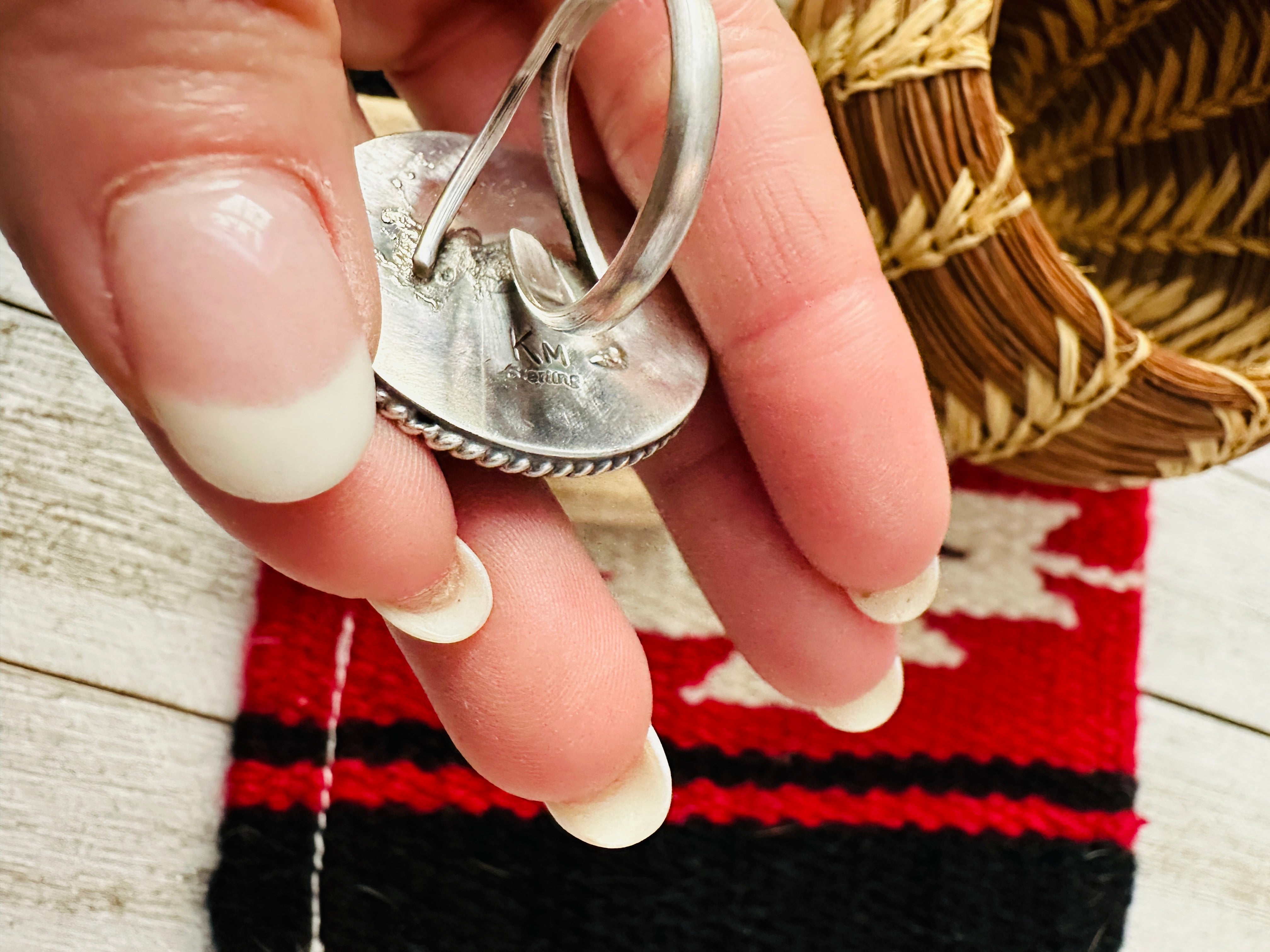 Handcrafted Sterling Silver & Kingman Turquoise Adjustable Ring