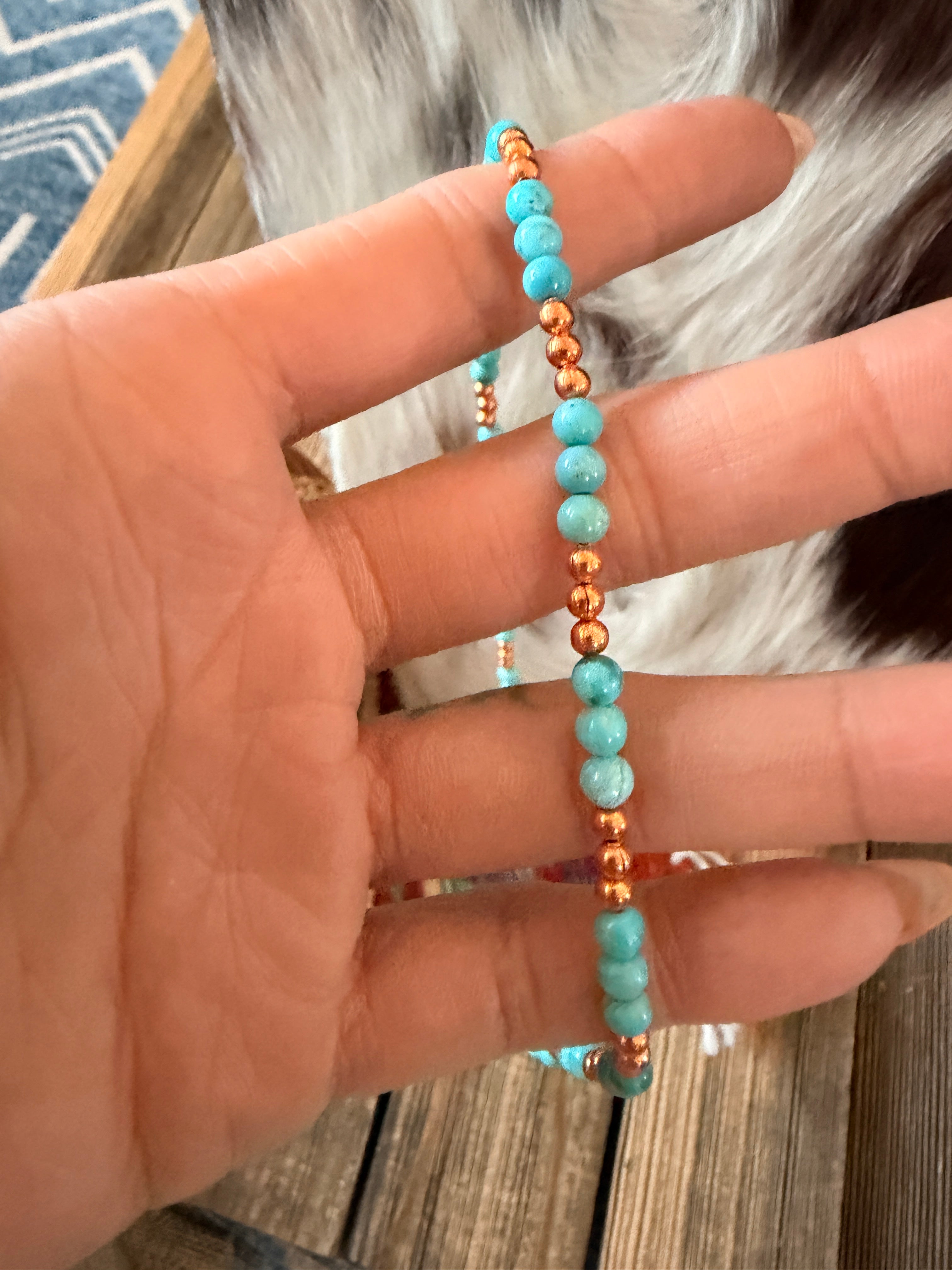 Handcrafted Turquoise & Copper Beaded Necklace