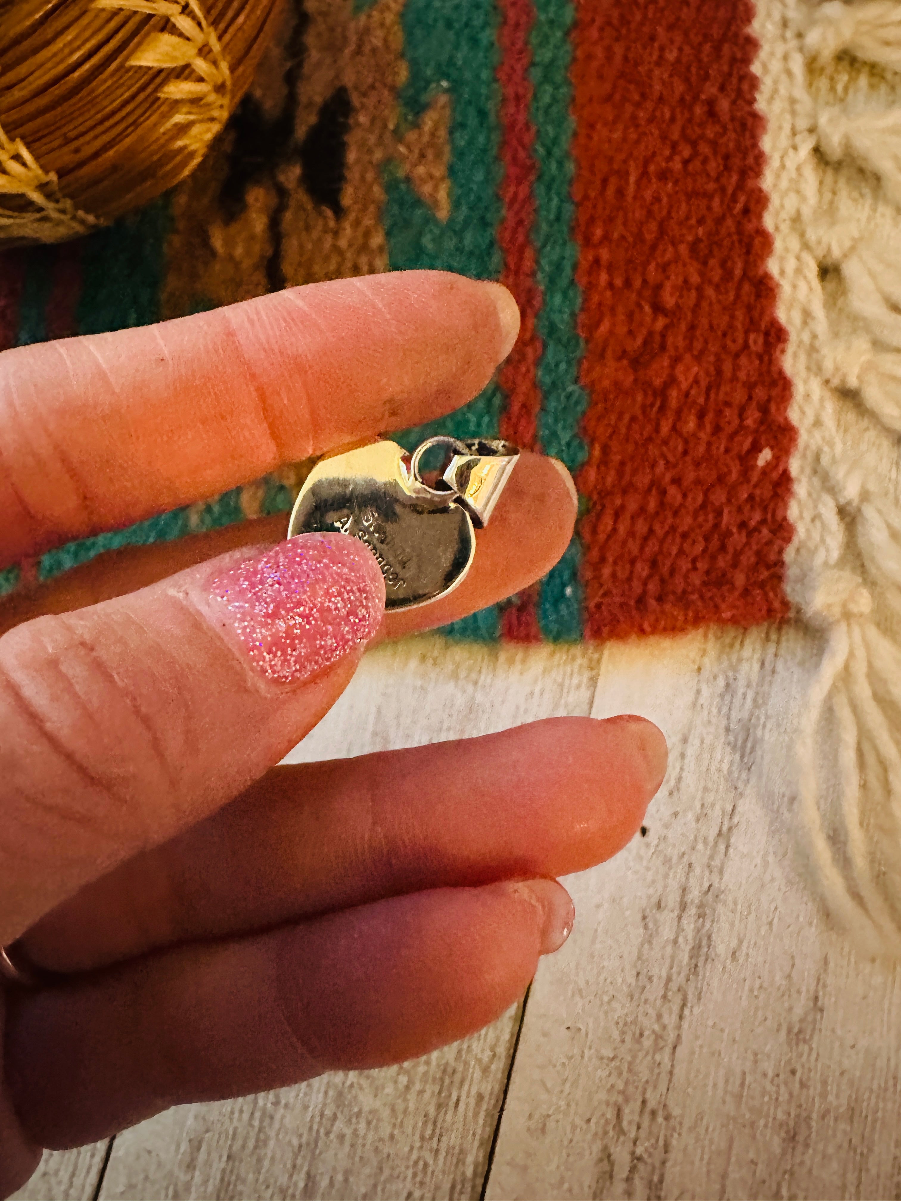 Handcrafted Turquoise & Sterling Silver Inlay Heart Pendant