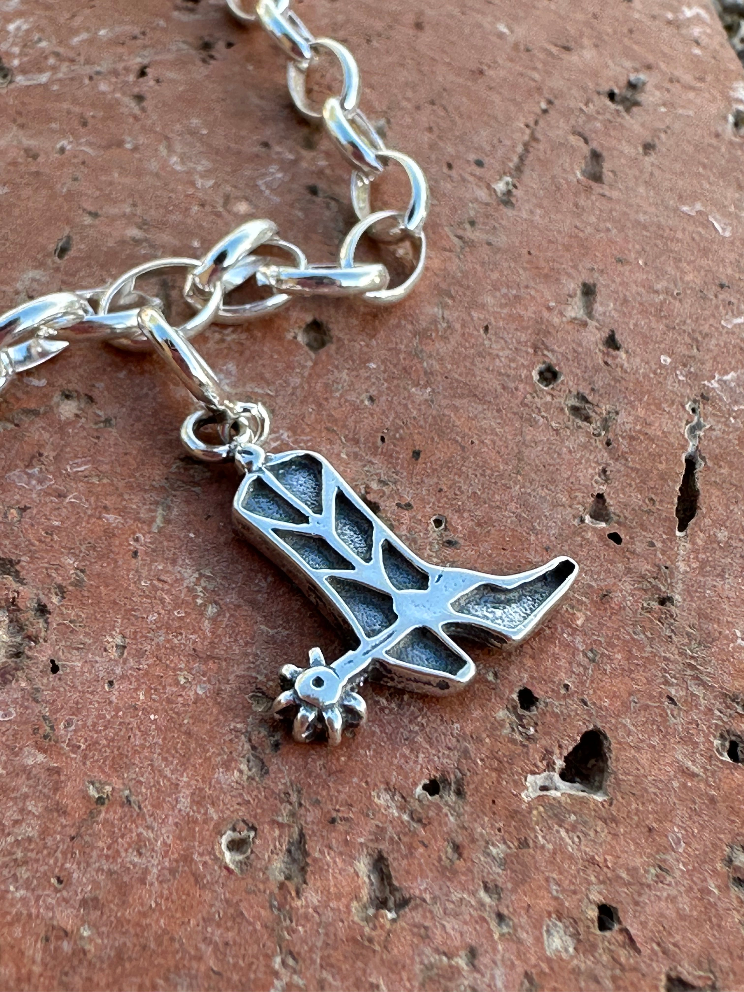 Handcrafted Sterling Silver Cowboy Boot Charm