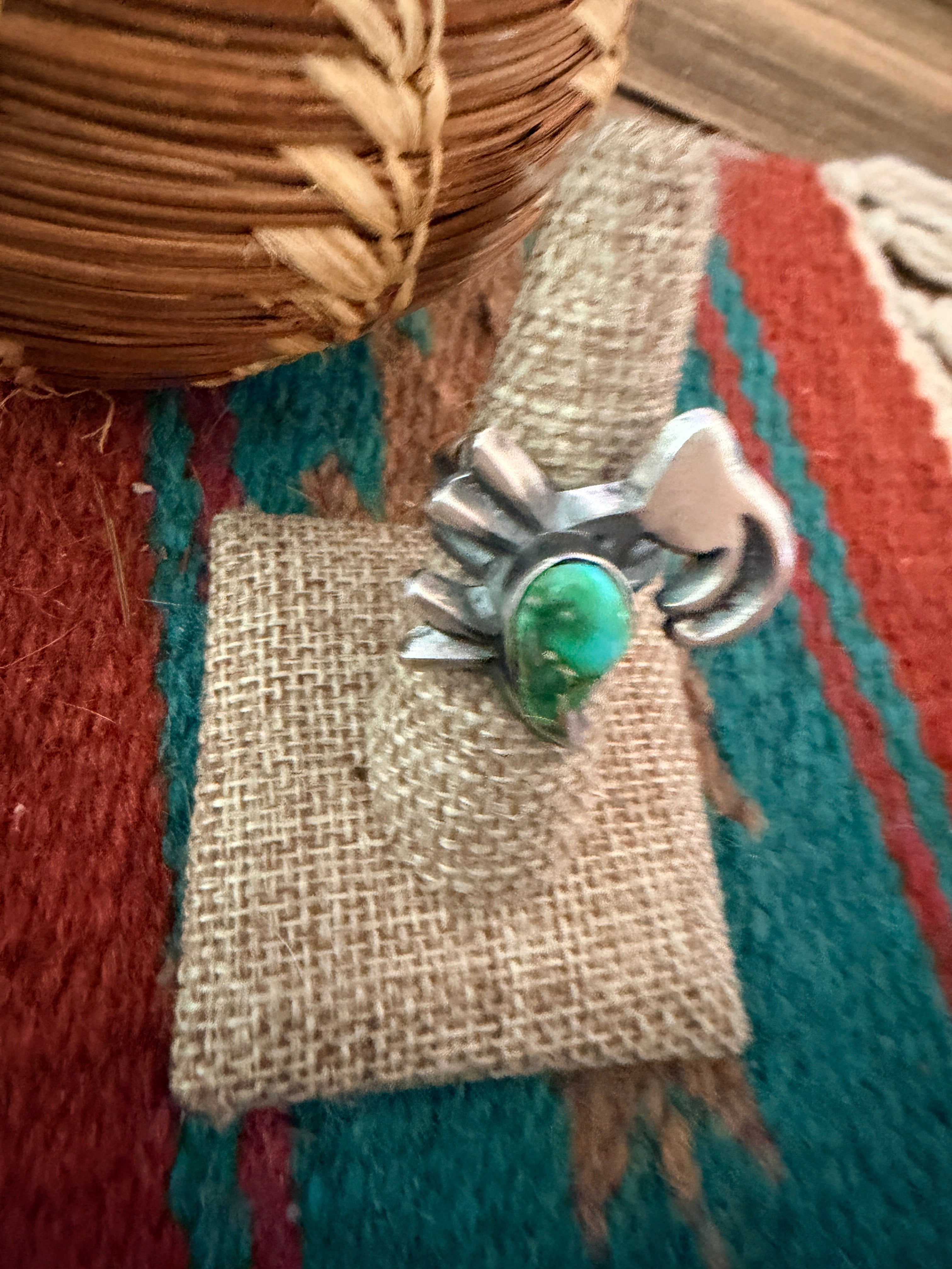 Handcrafted Sonoran Mountain Turquoise and Sterling Silver Goat Ring size 7 by Chimney Butte
