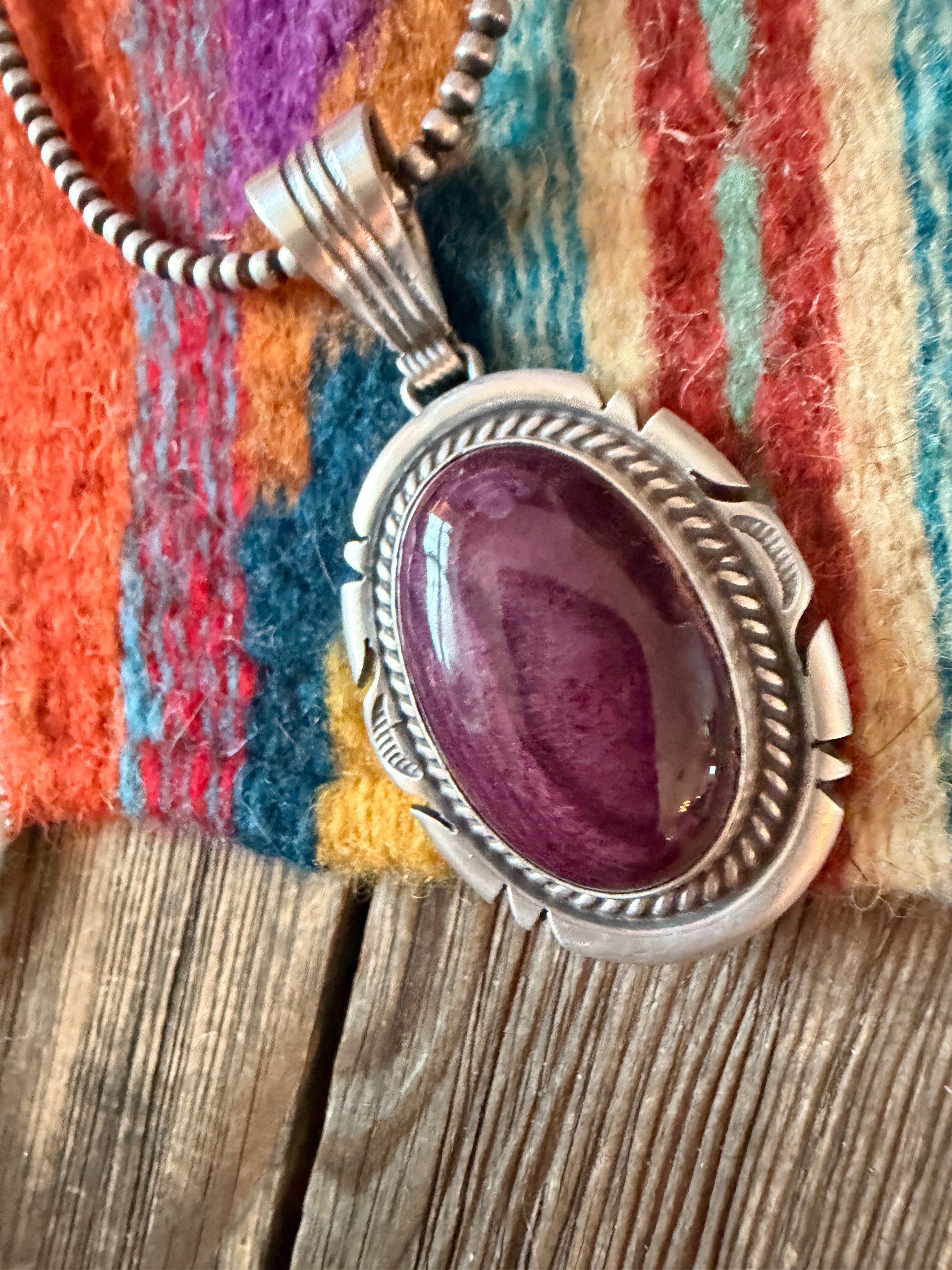 Handcrafted Sterling Silver & Spiny Oyster Pendant by Jon McCray