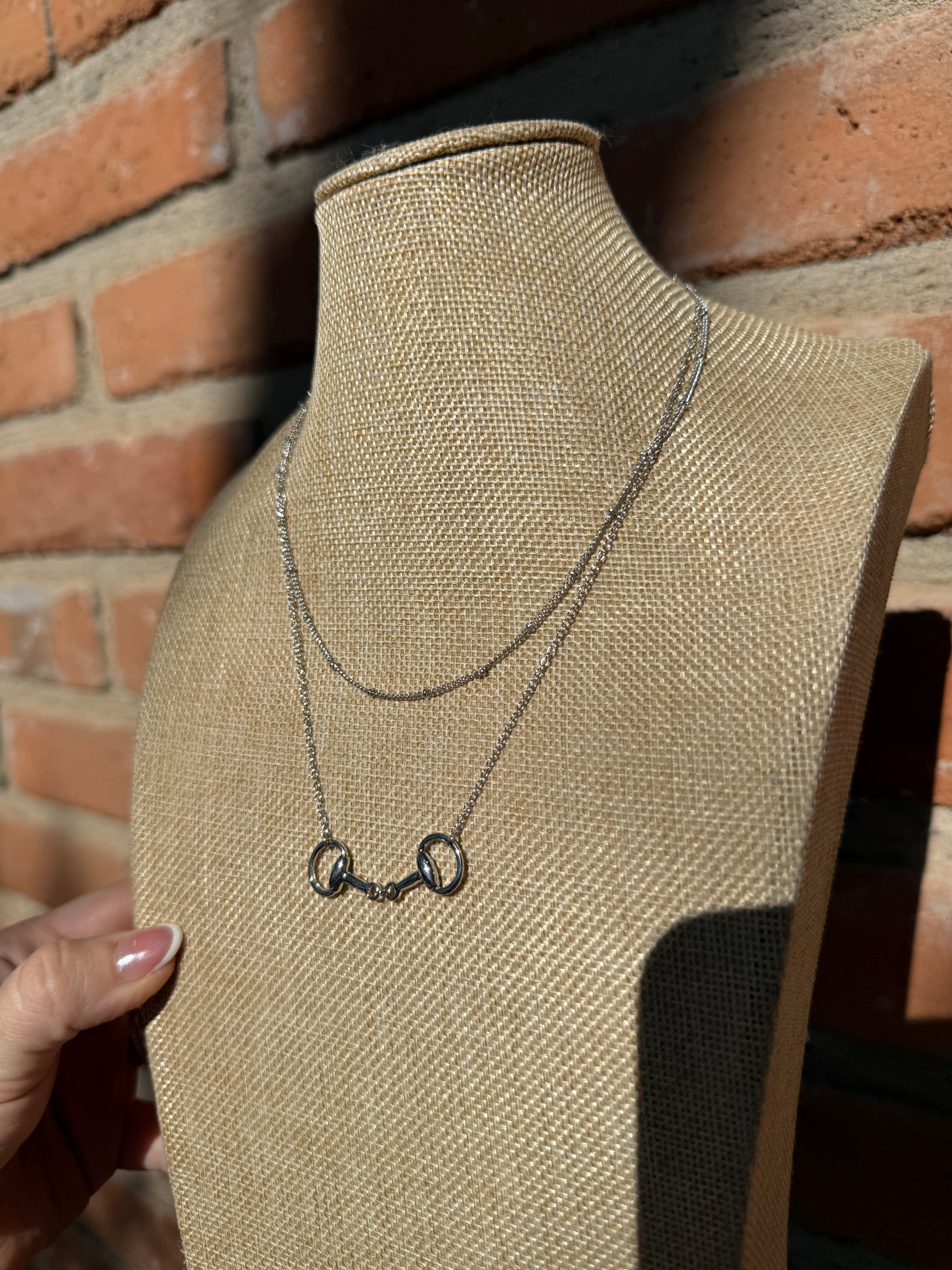 “The Golden Collection” Handmade Silver Plated Chain Layered HORSE BIT Necklace