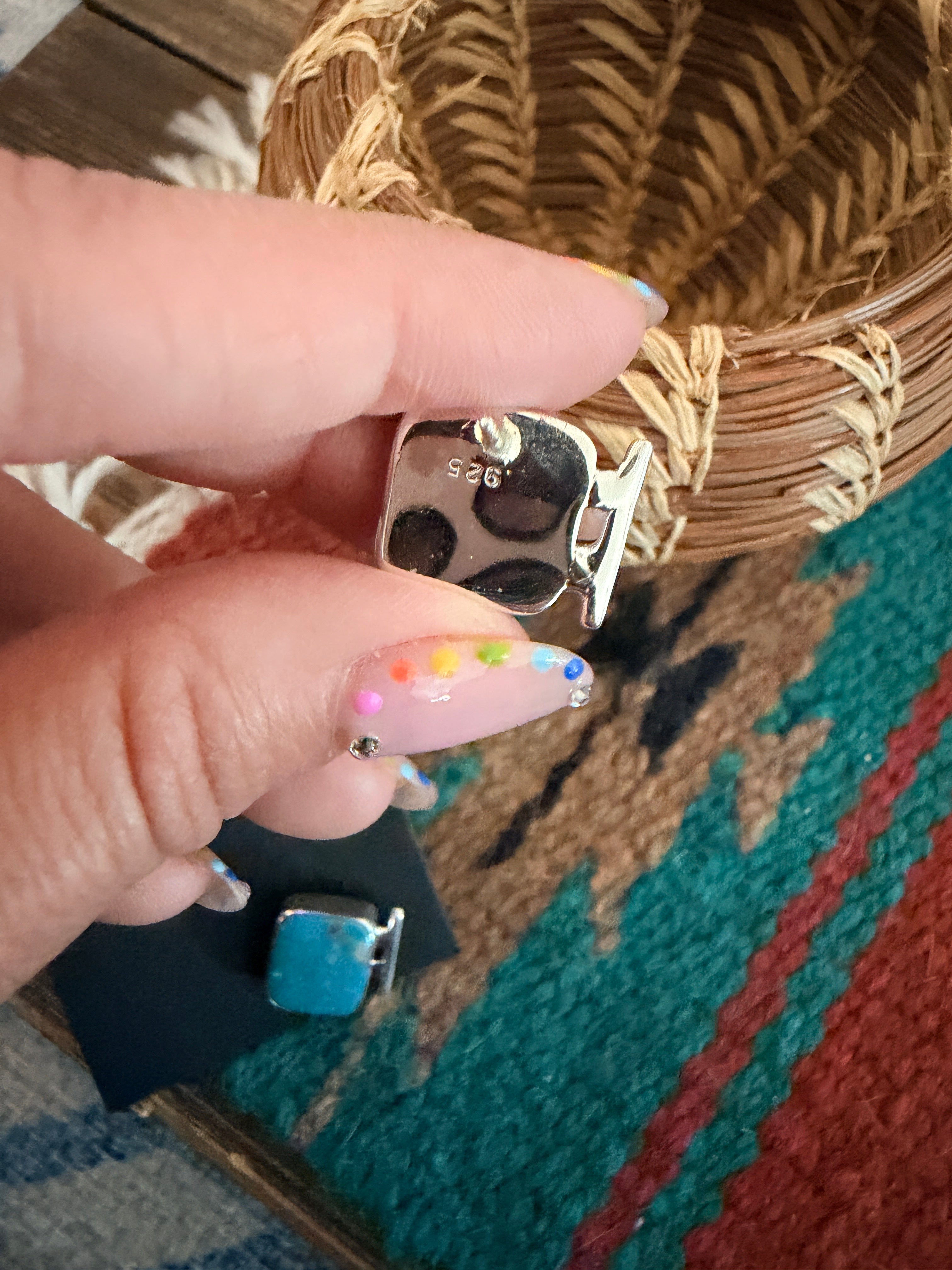 Handcrafted Turquoise & Sterling Silver Post Earrings