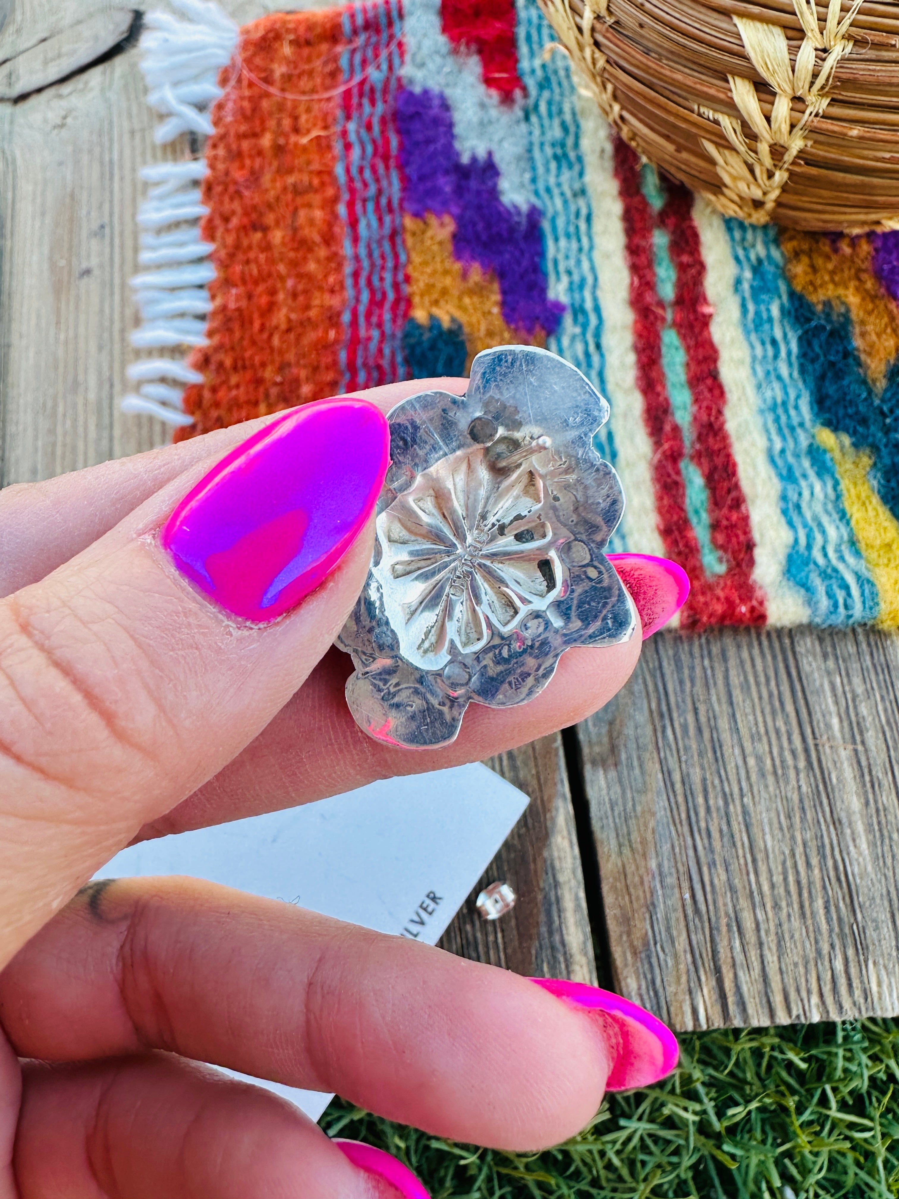 Handcrafted Turquoise & Sterling Silver Concho Post Earrings