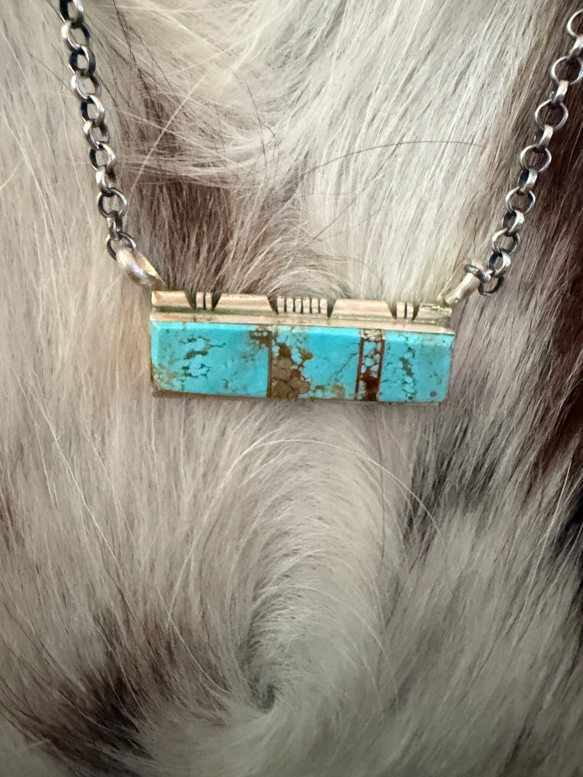 Handcrafted Turquoise & Sterling Silver Bar Necklace
